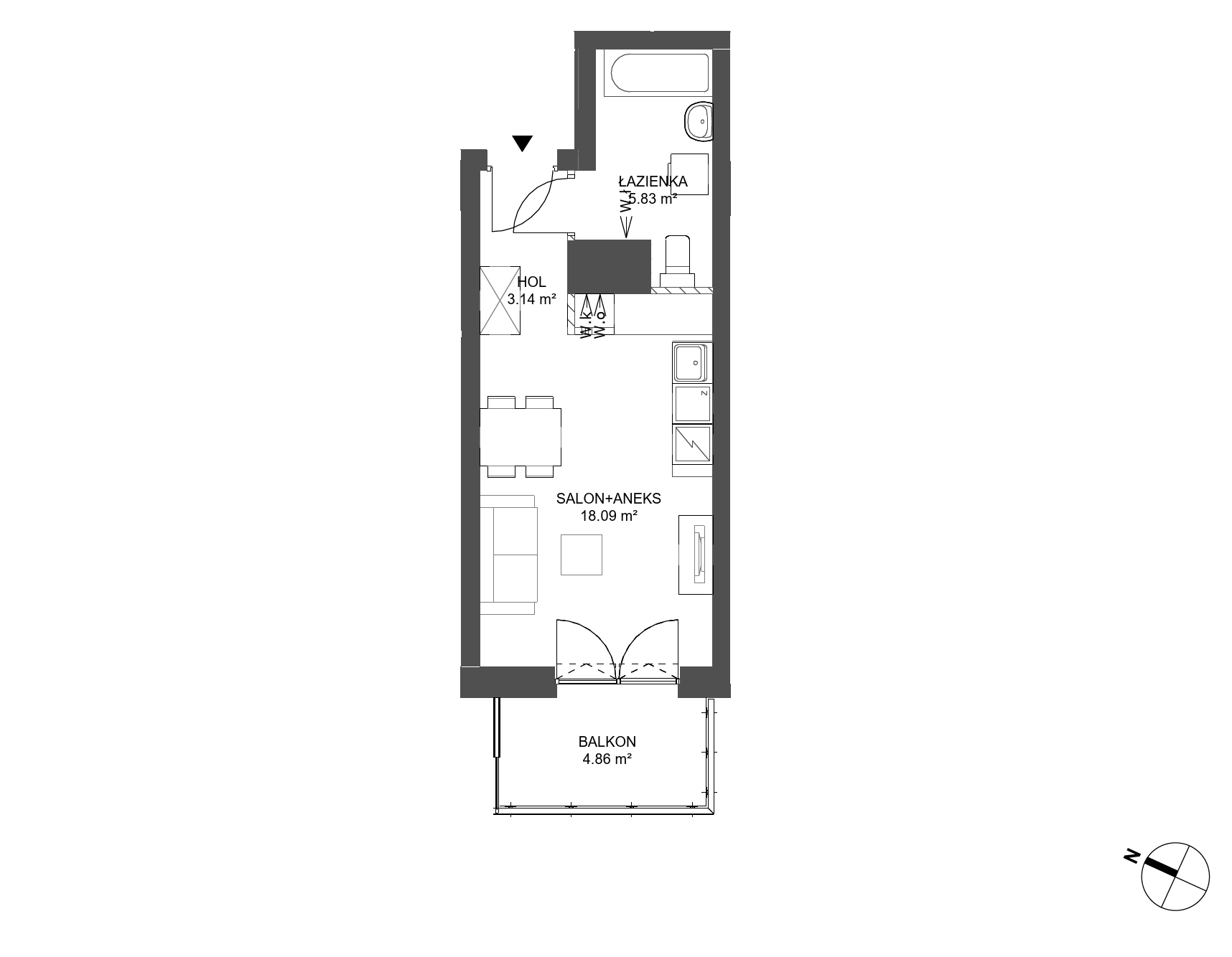 Plan 1 pok. 27m²