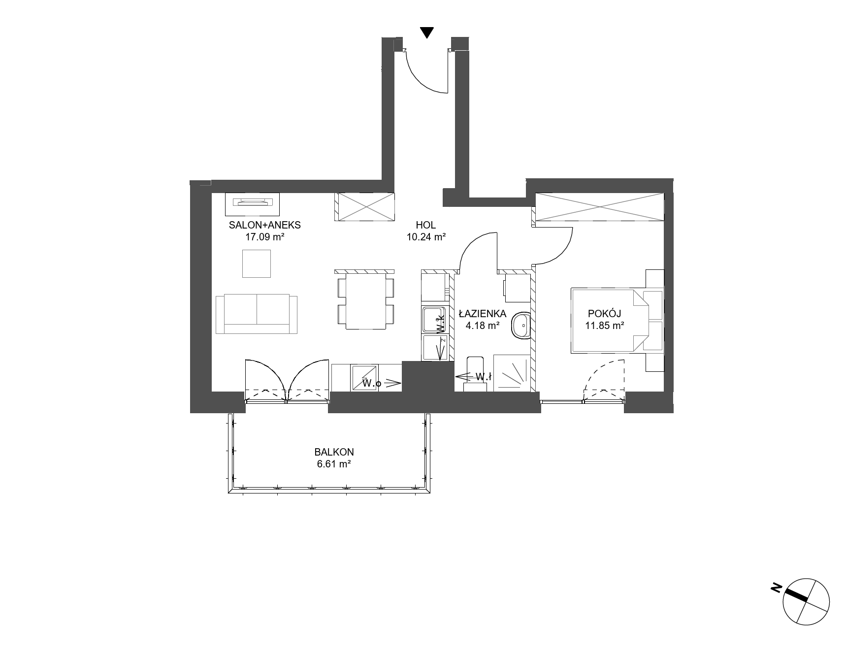 Plan 2 pok. 43m²