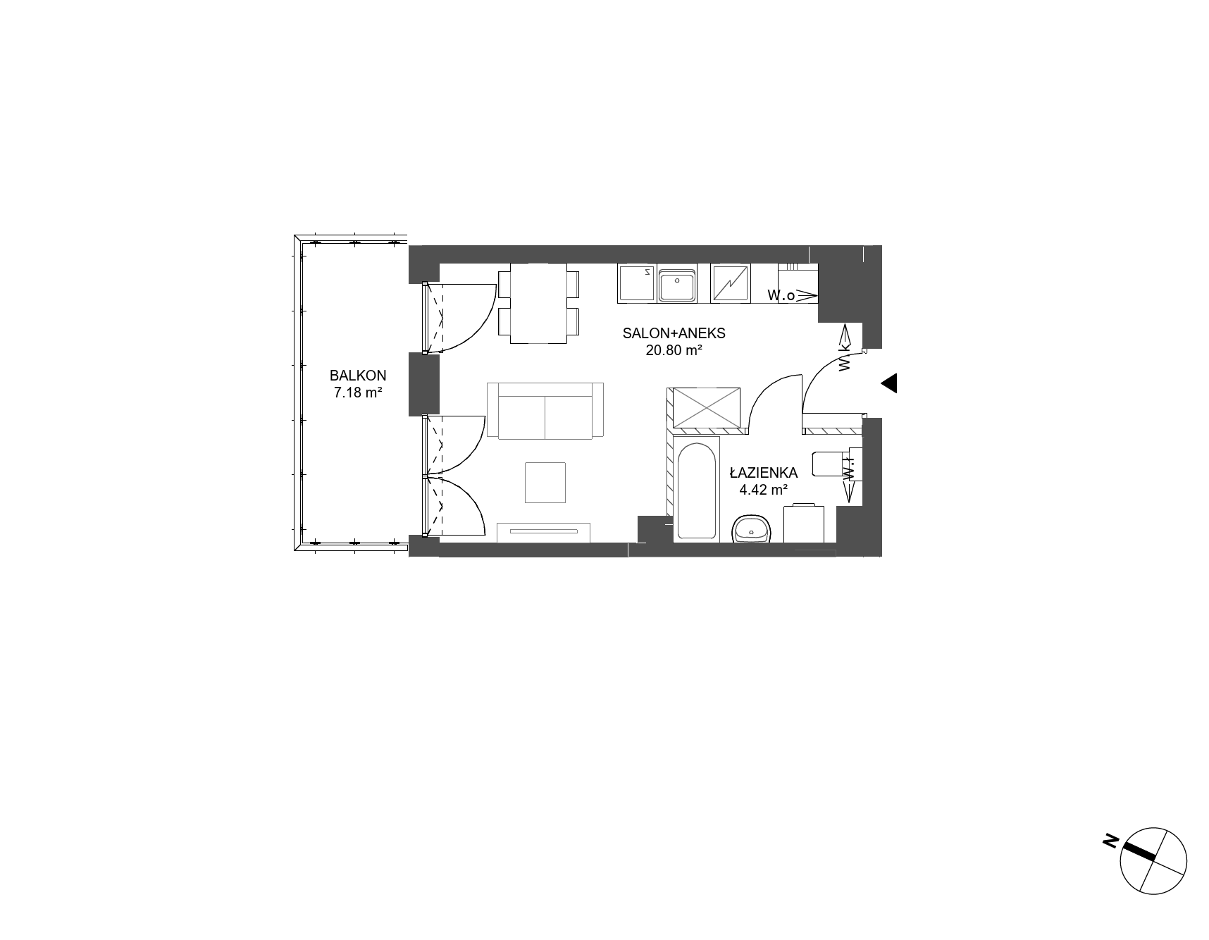 Plan 1 pok. 25m²