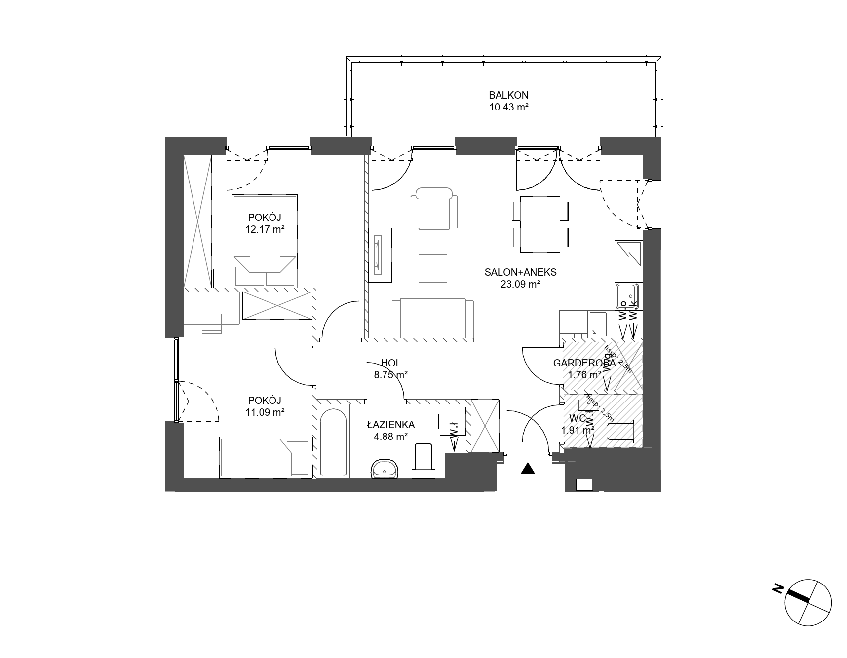 Plan 3 pok. 64m²