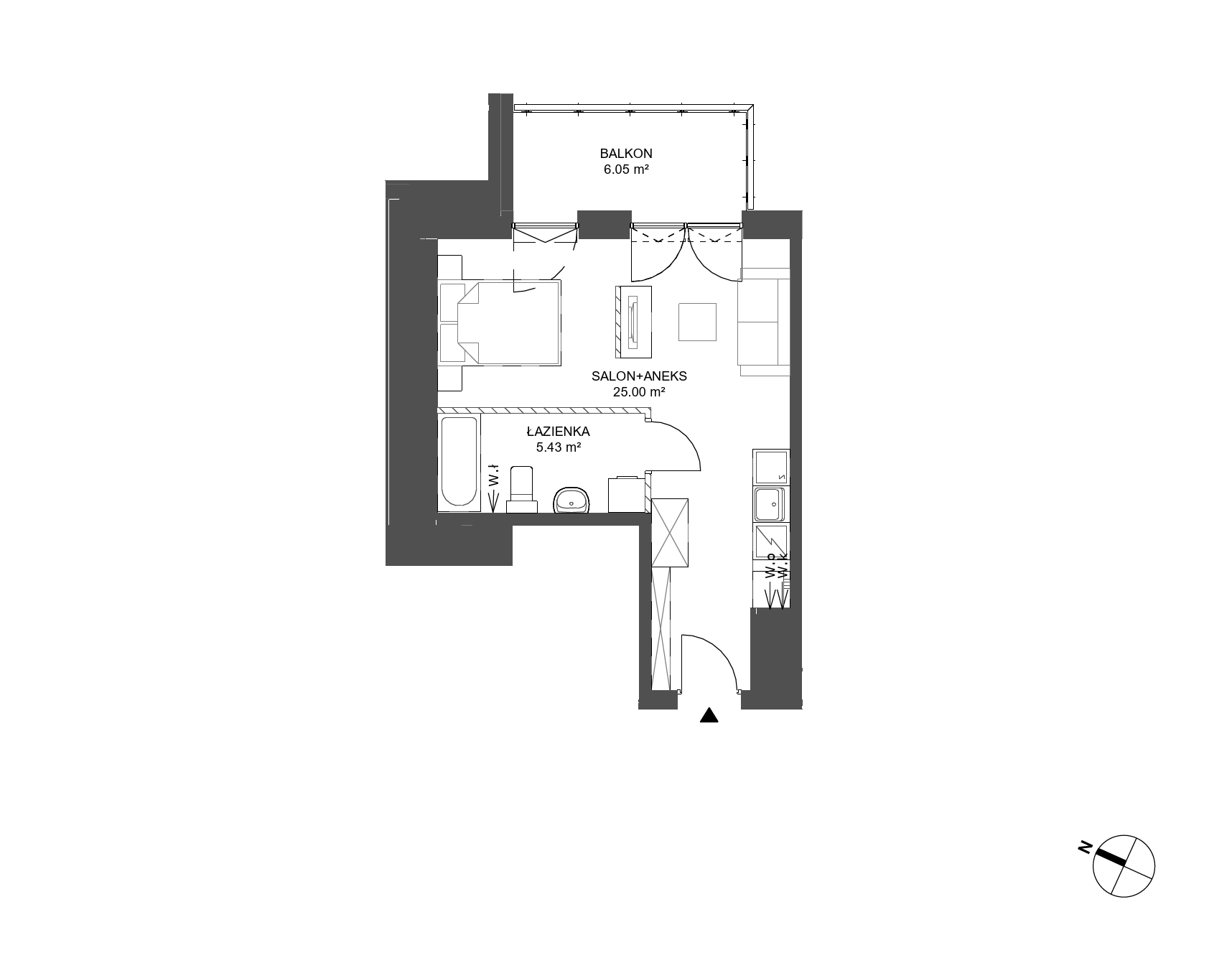 Plan 1 pok. 30m²