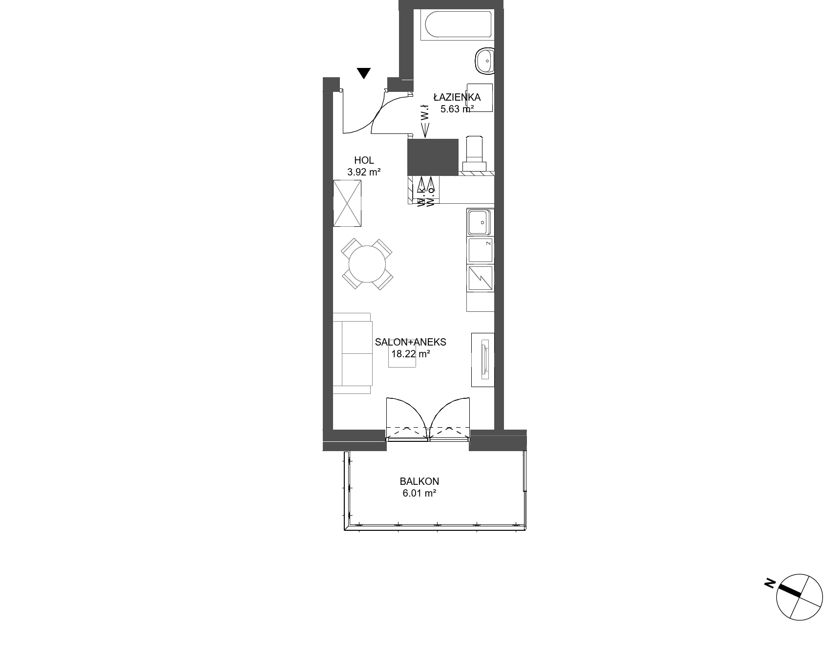 Plan 1 pok. 28m²