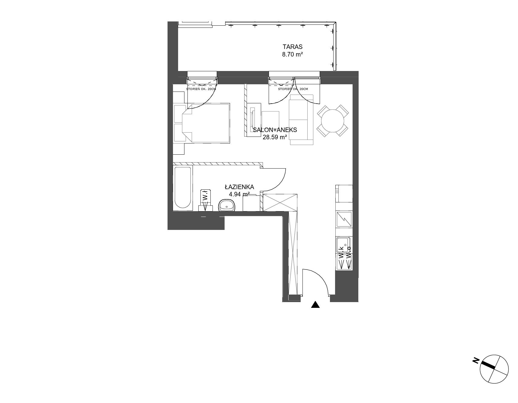 Plan 1 pok. 34m²
