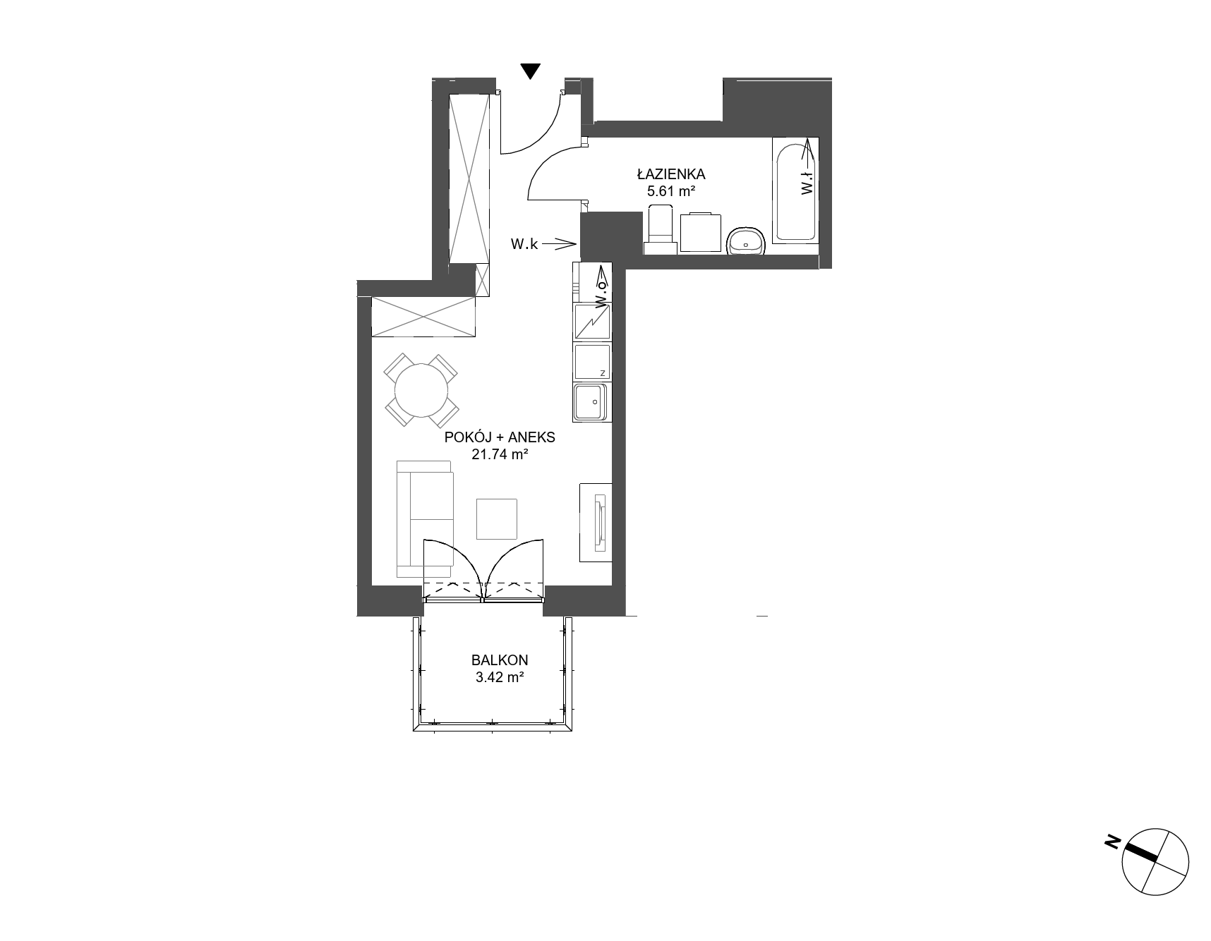 Plan 1 pok. 27m²