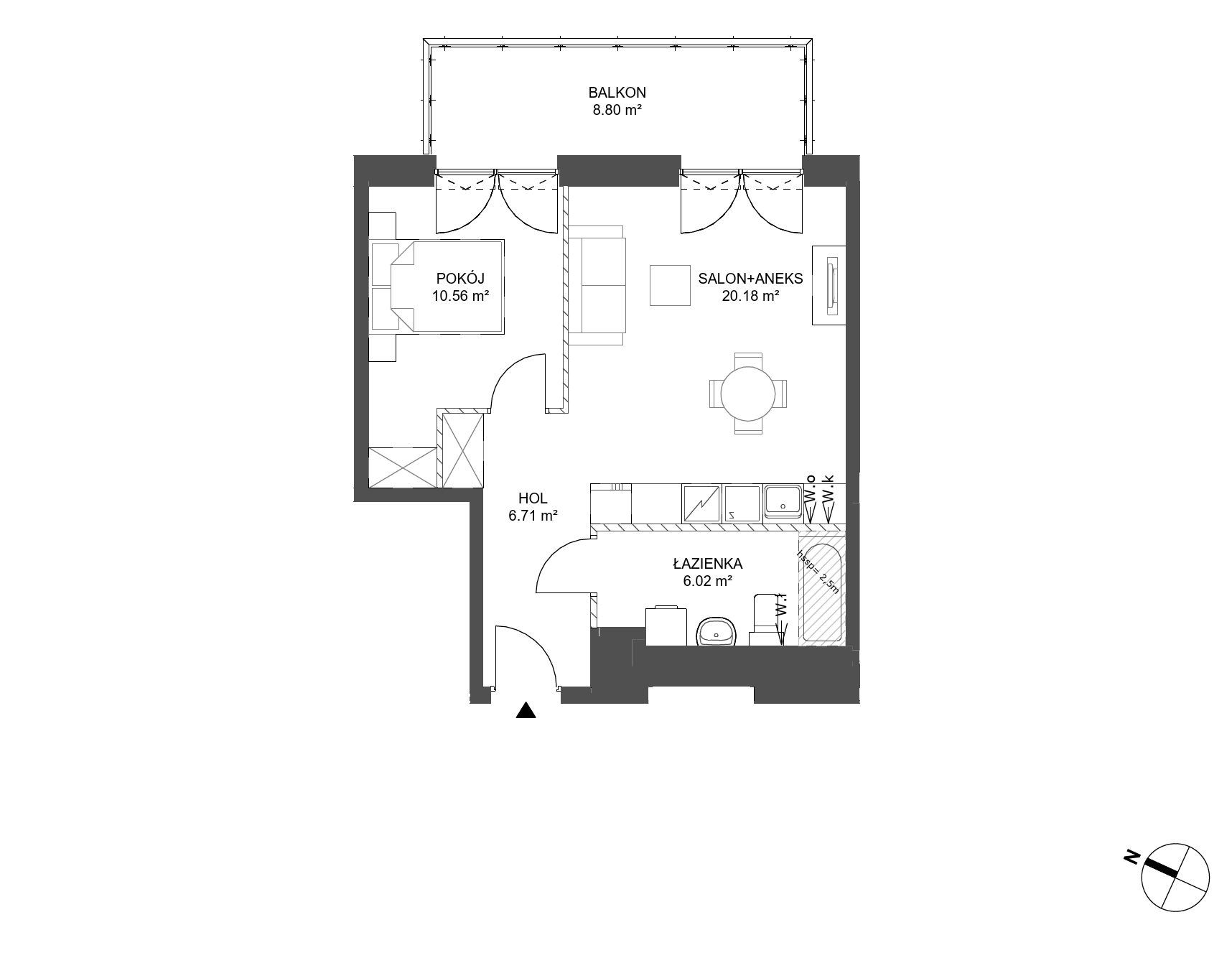 Plan 2 pok. 43m²