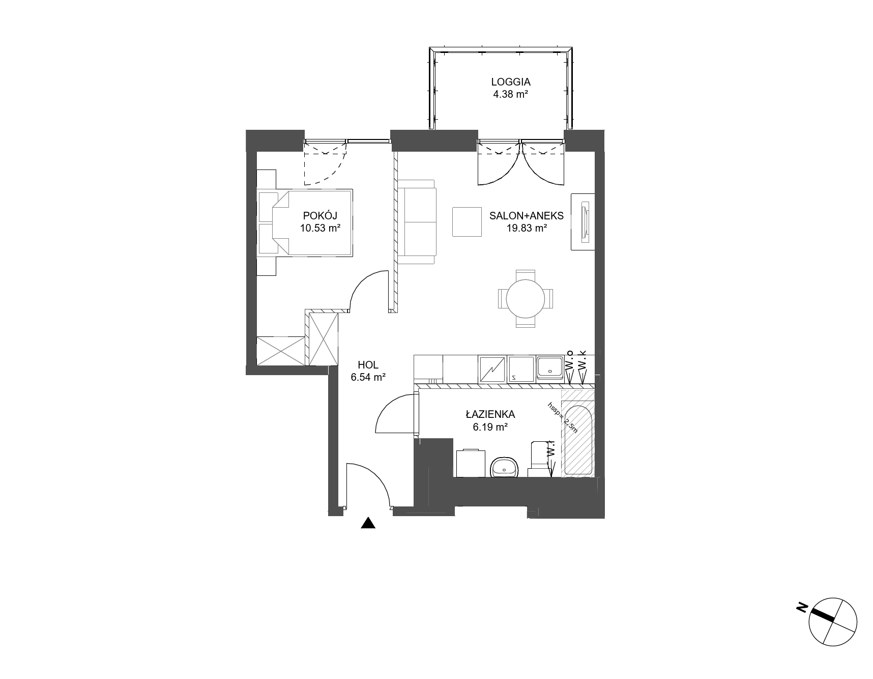 Plan 2 pok. 43m²