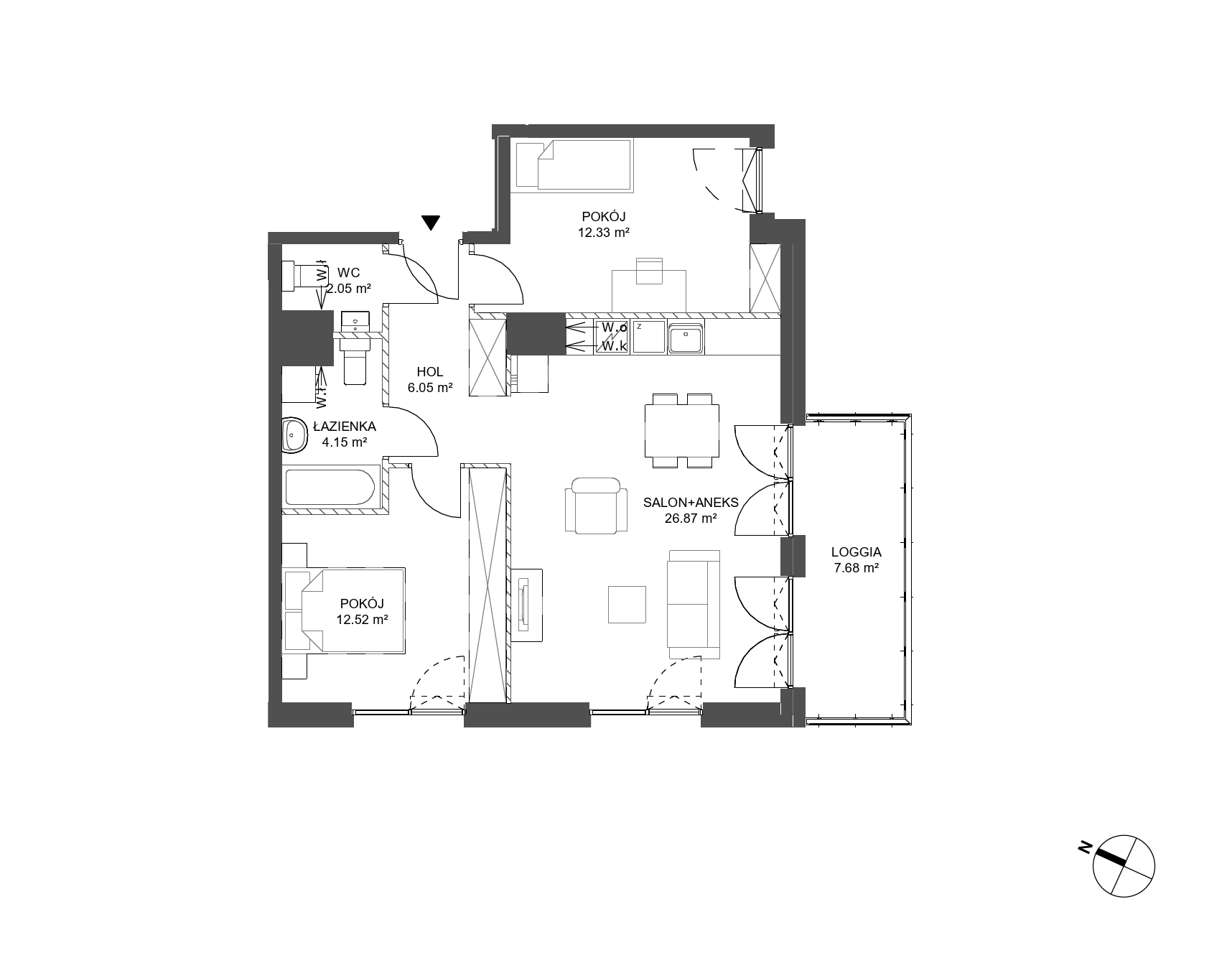 Plan 3 pok. 64m²