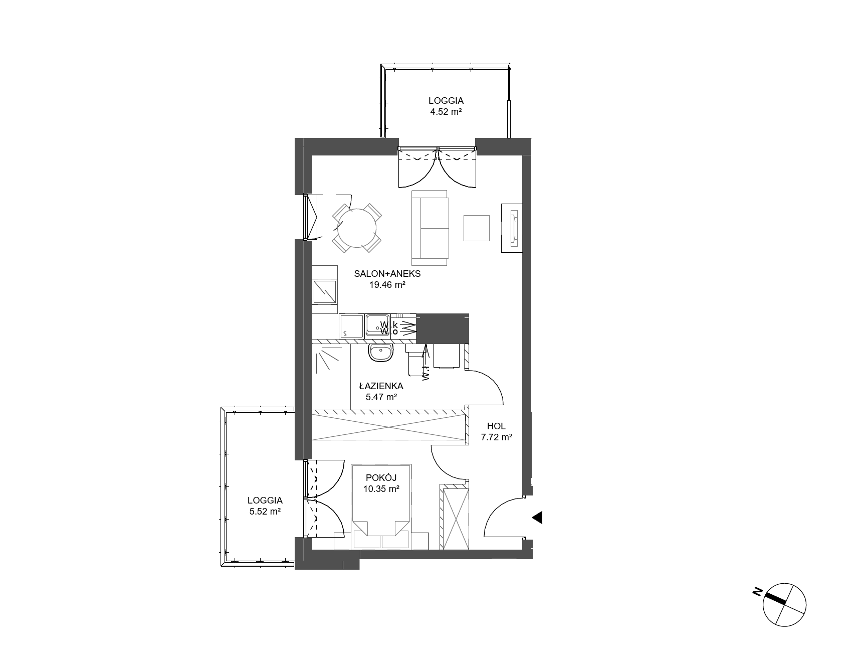 Plan 2 pok. 43m²