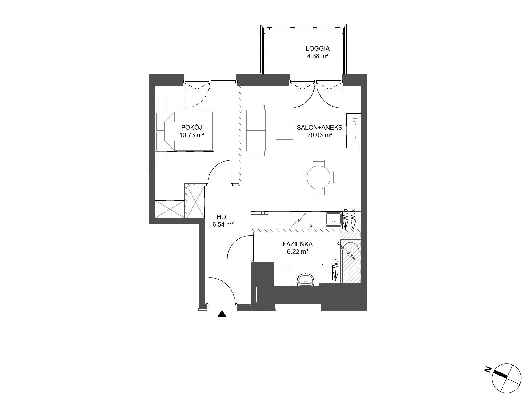 Plan 2 pok. 44m²