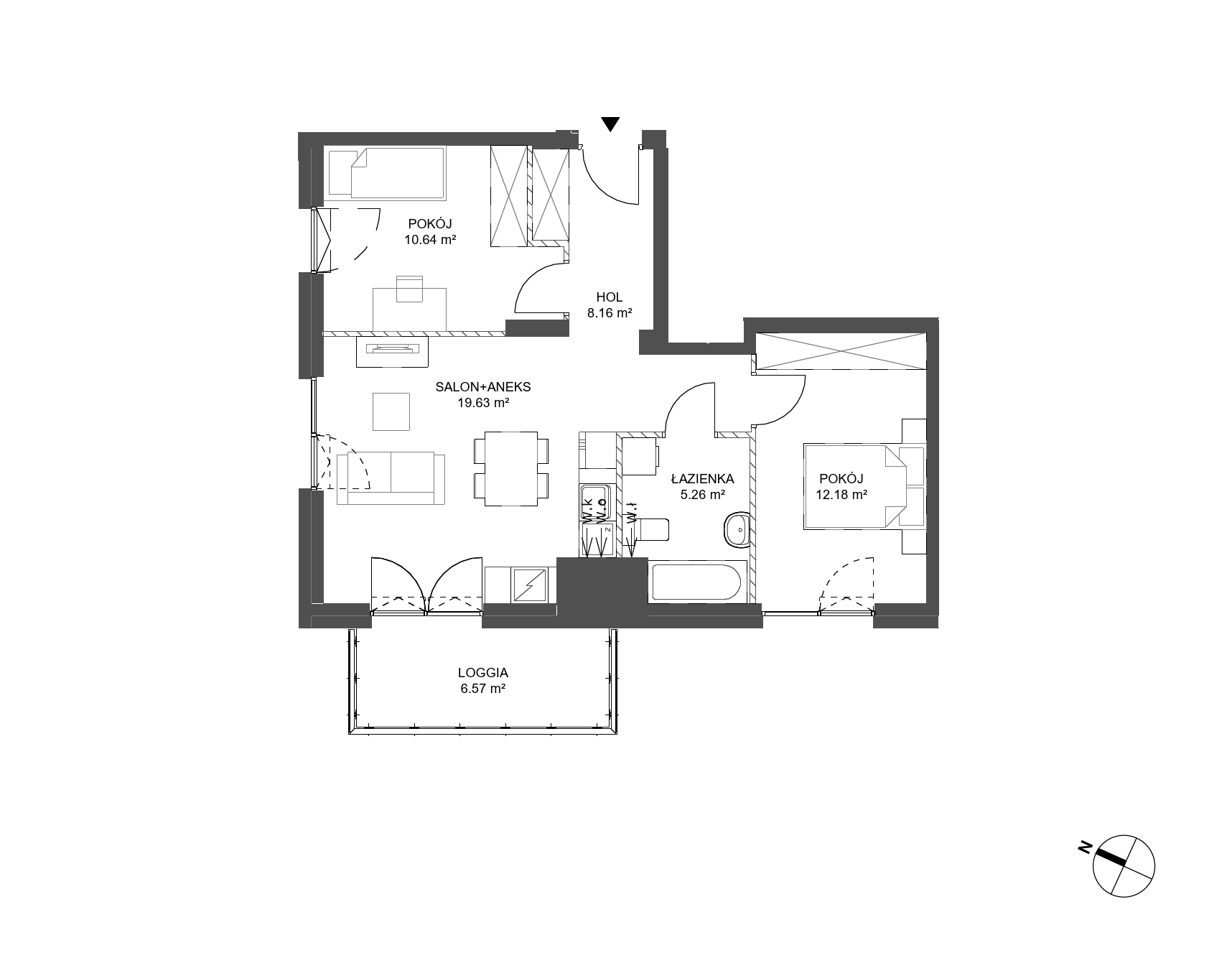 Plan 3 pok. 56m²