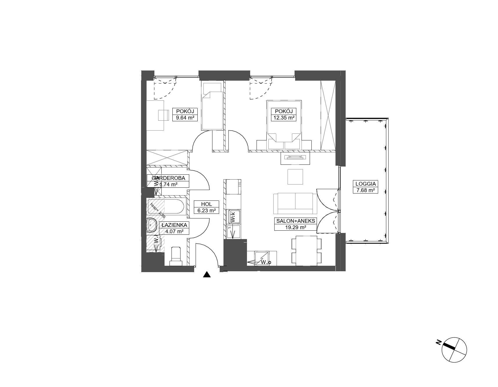 Plan 3 pok. 53m²