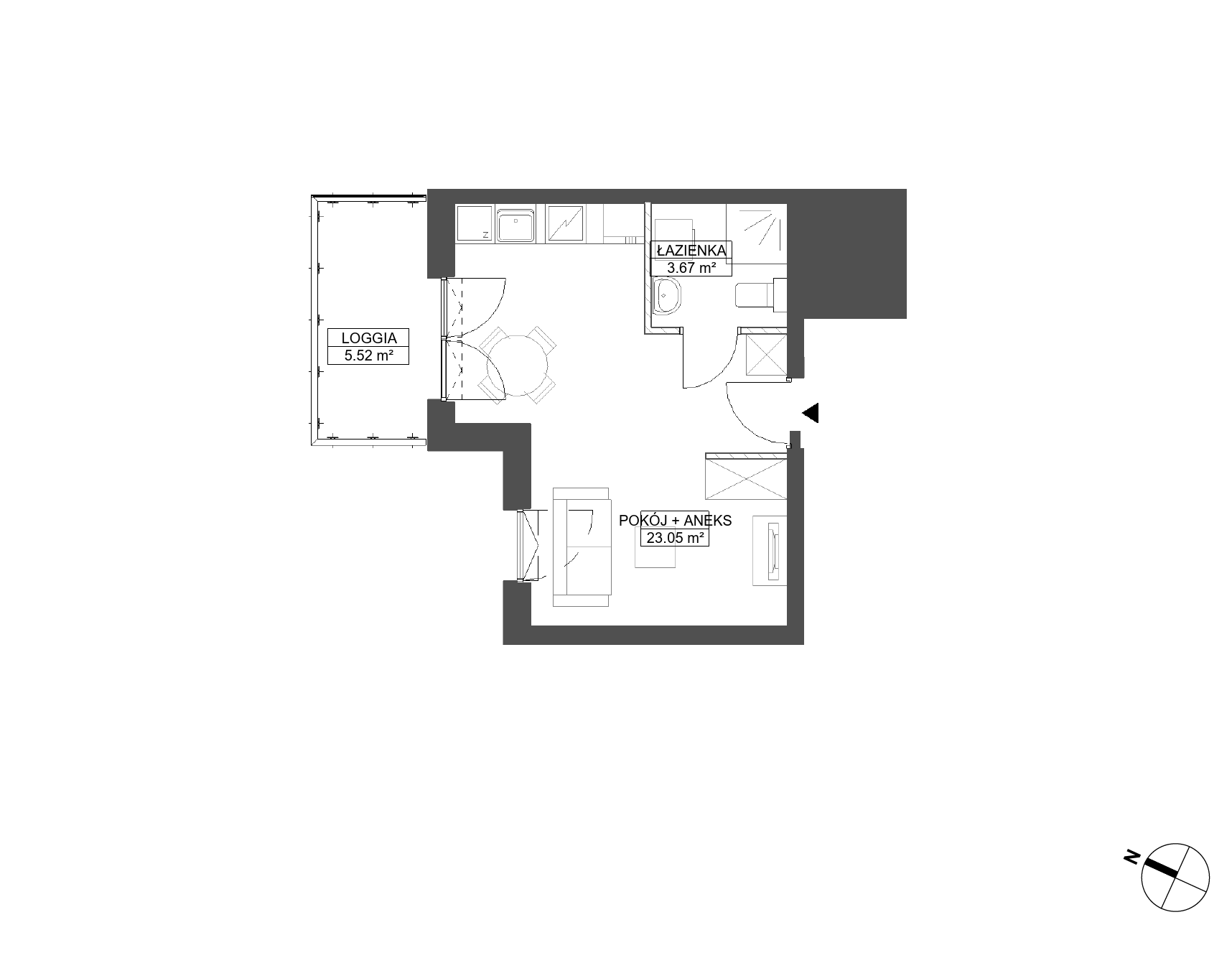 Plan 1 pok. 27m²