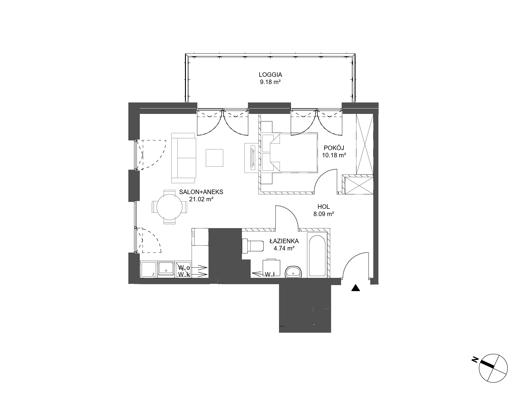 Plan 2 pok. 44m²