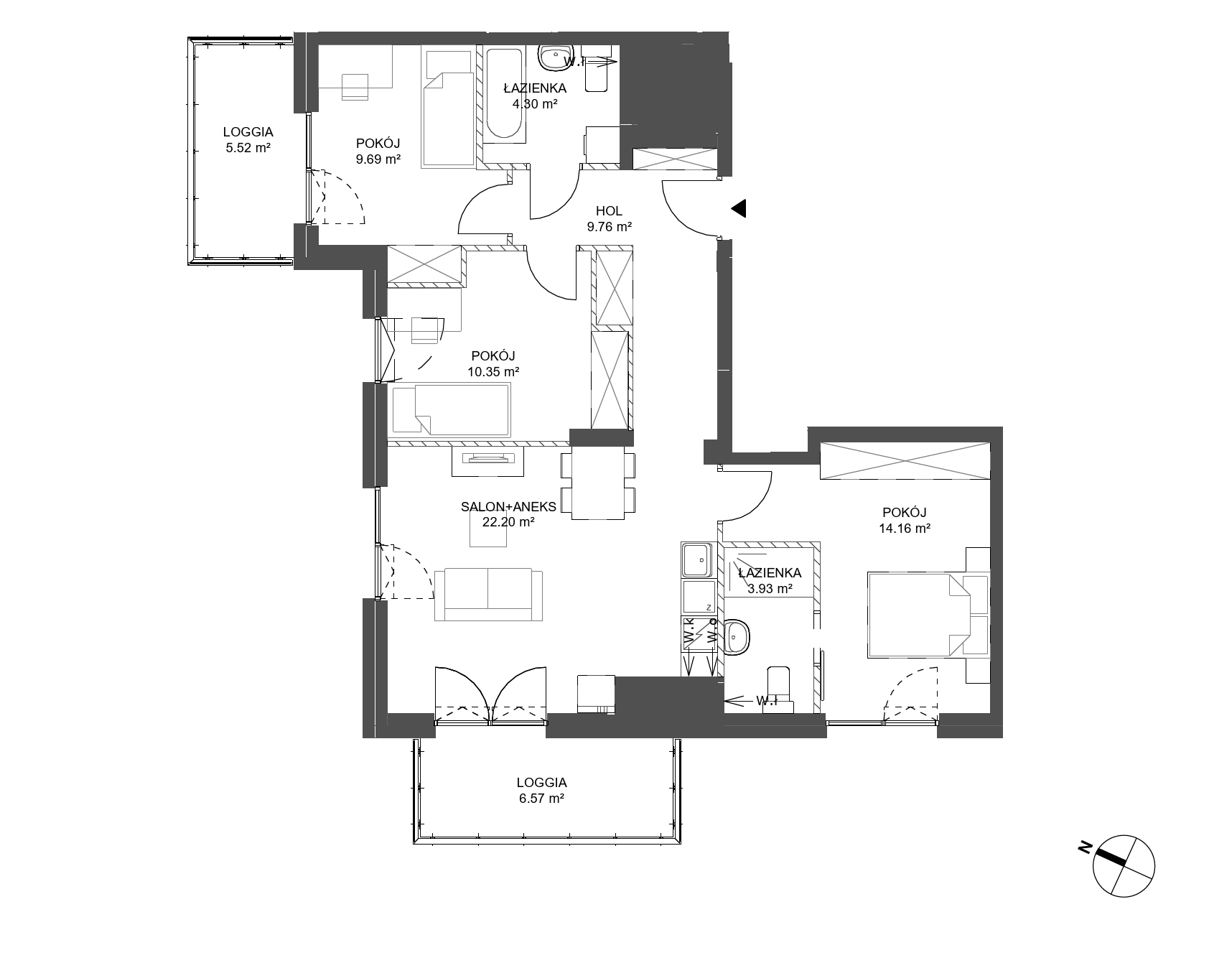 Plan 4 pok. 74m²
