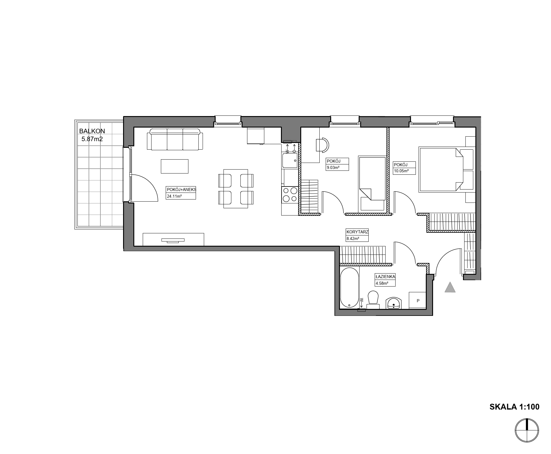 Plan 3 pok. 56m²