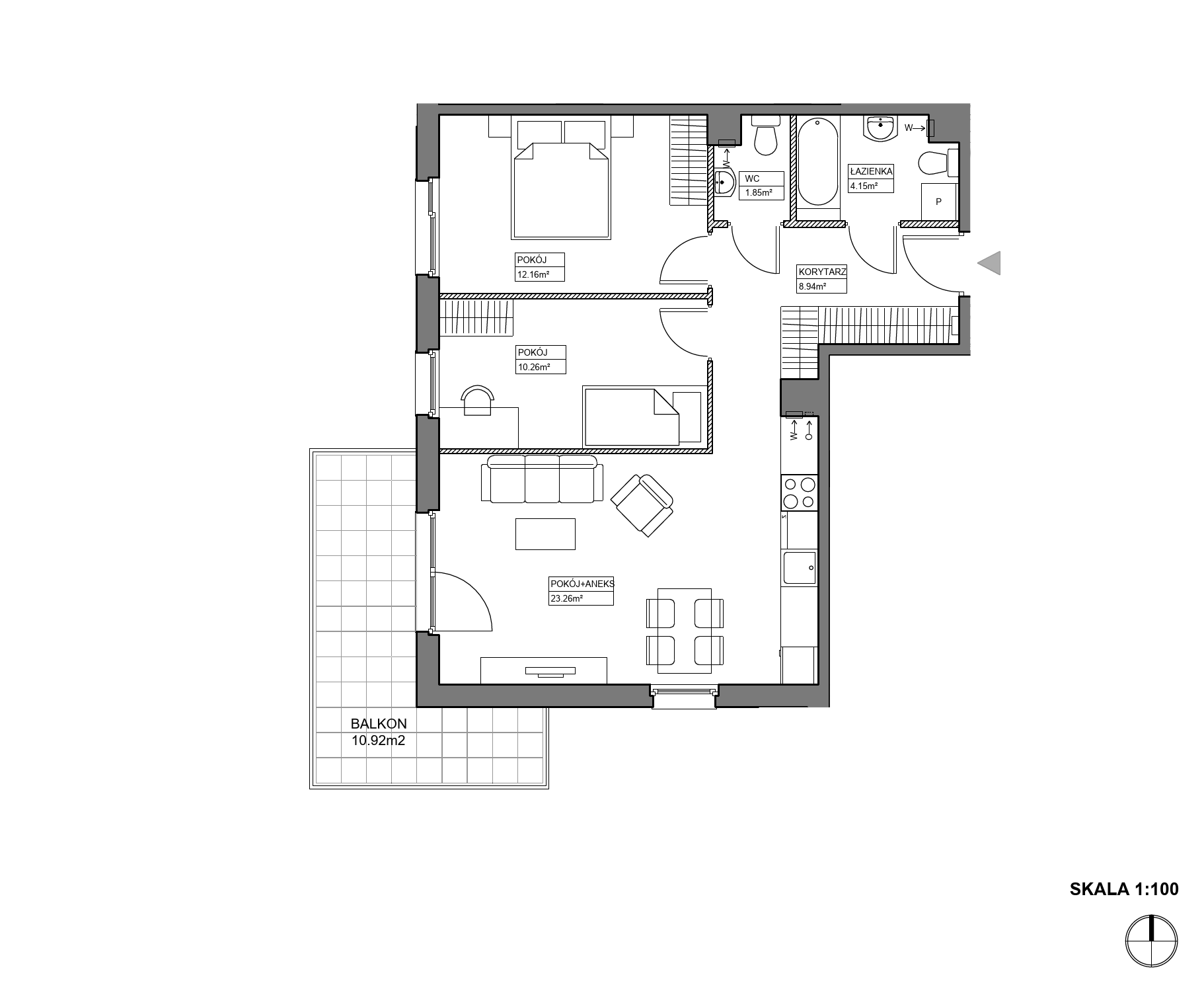 Plan 3 pok. 61m²