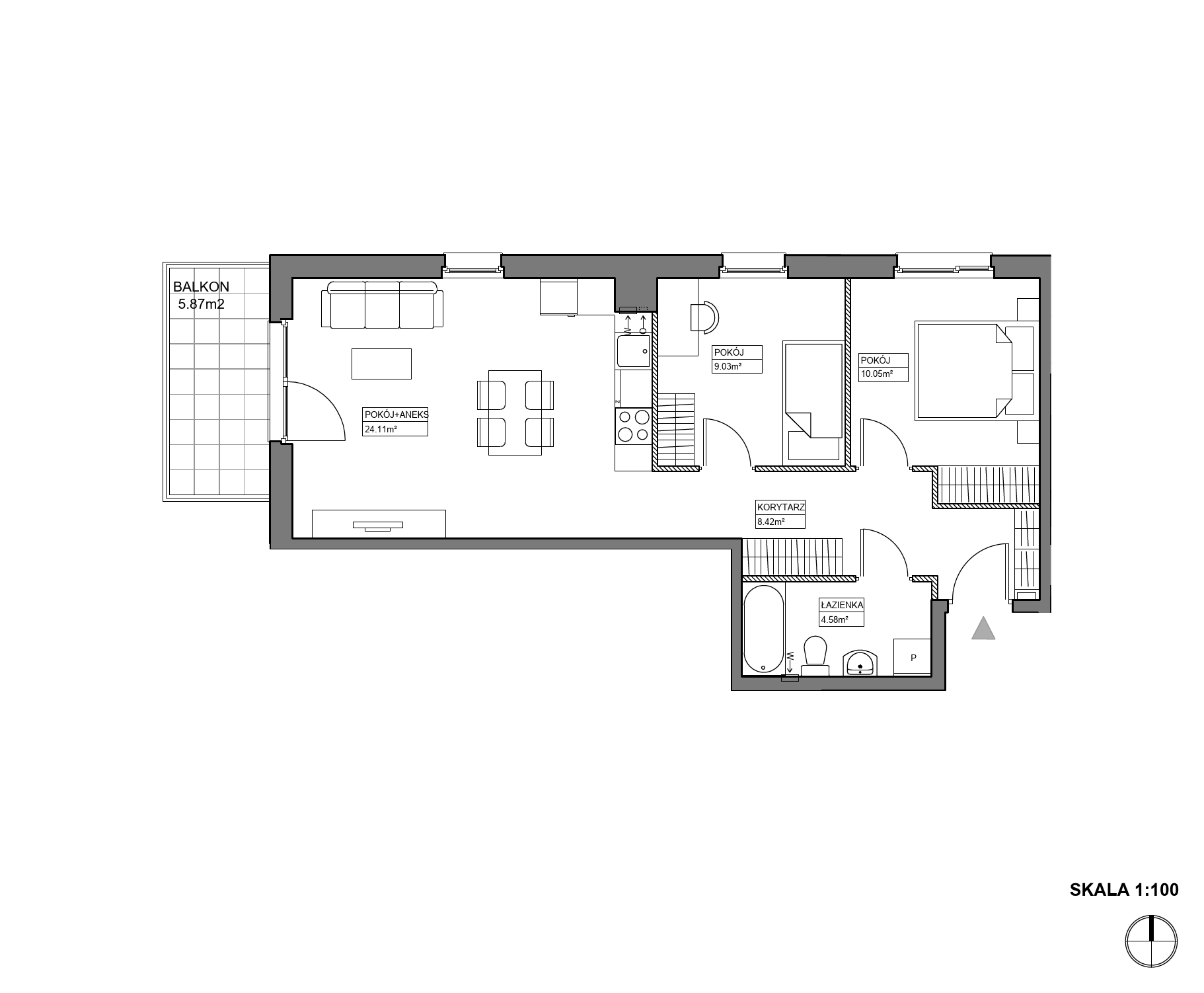 Plan 3 pok. 56m²