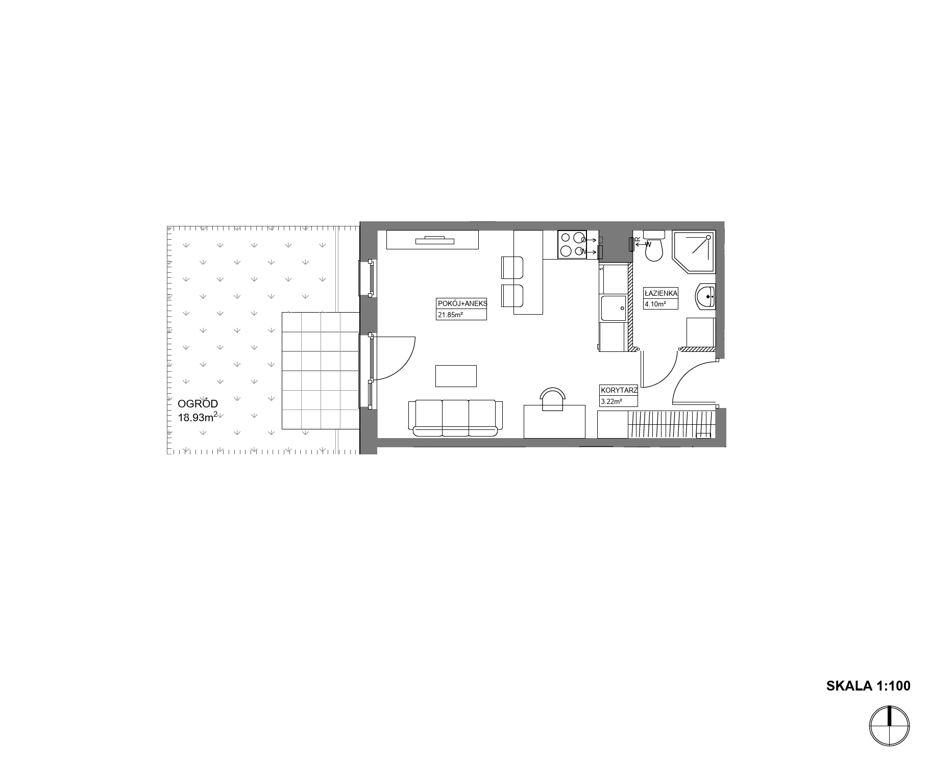 Plan 1 pok. 29m²