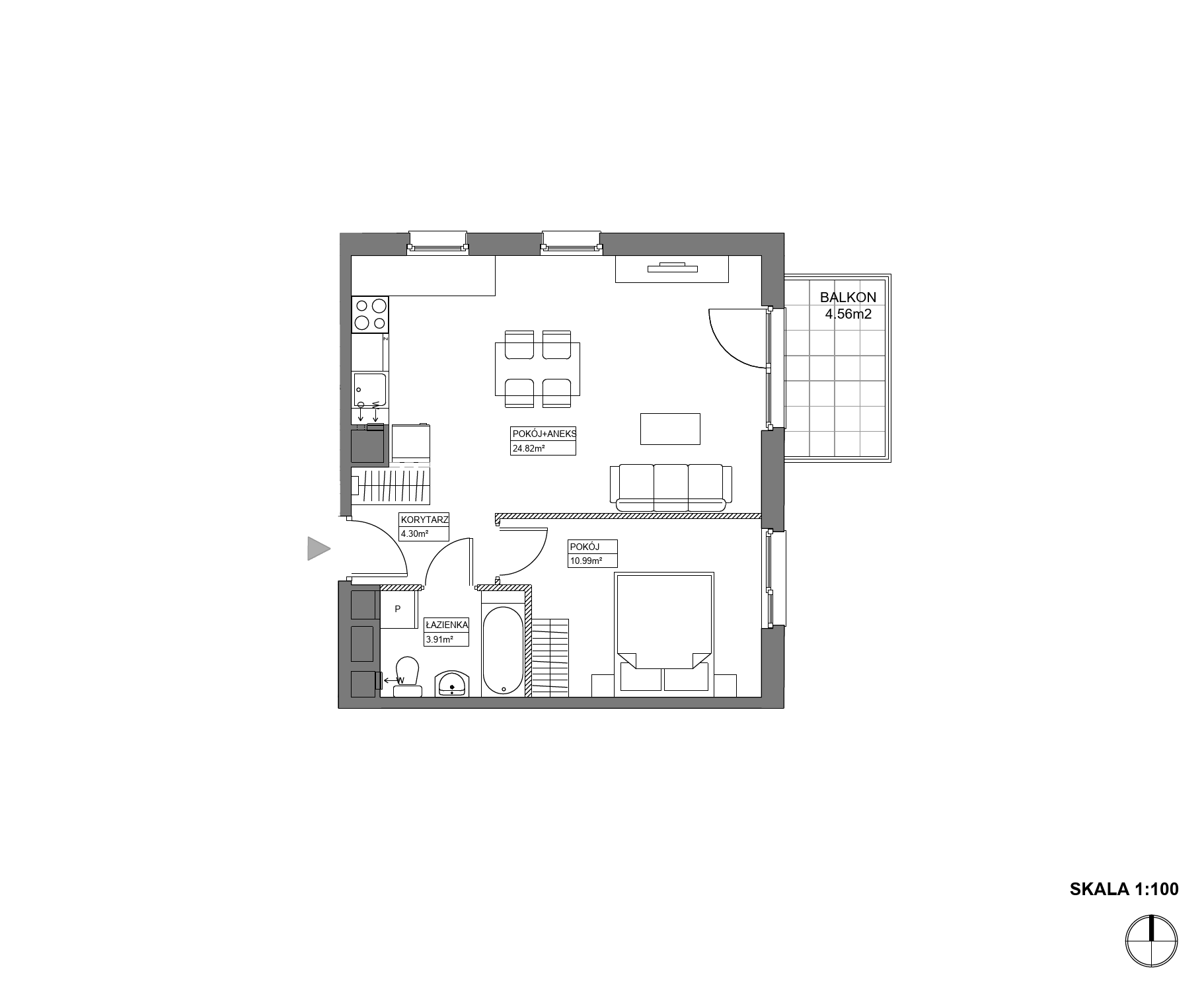 Plan 2 pok. 44m²