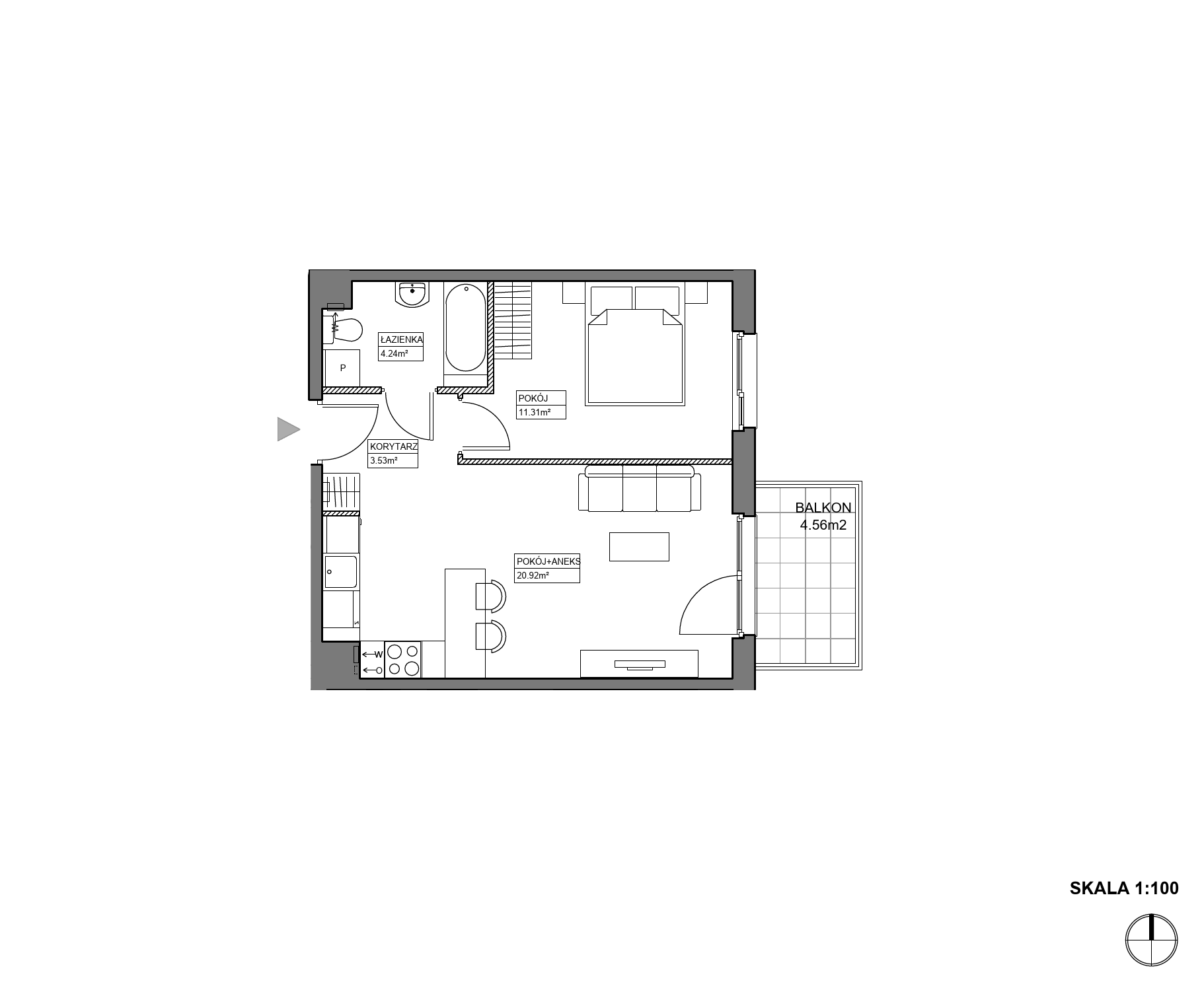 Plan 2 pok. 40m²