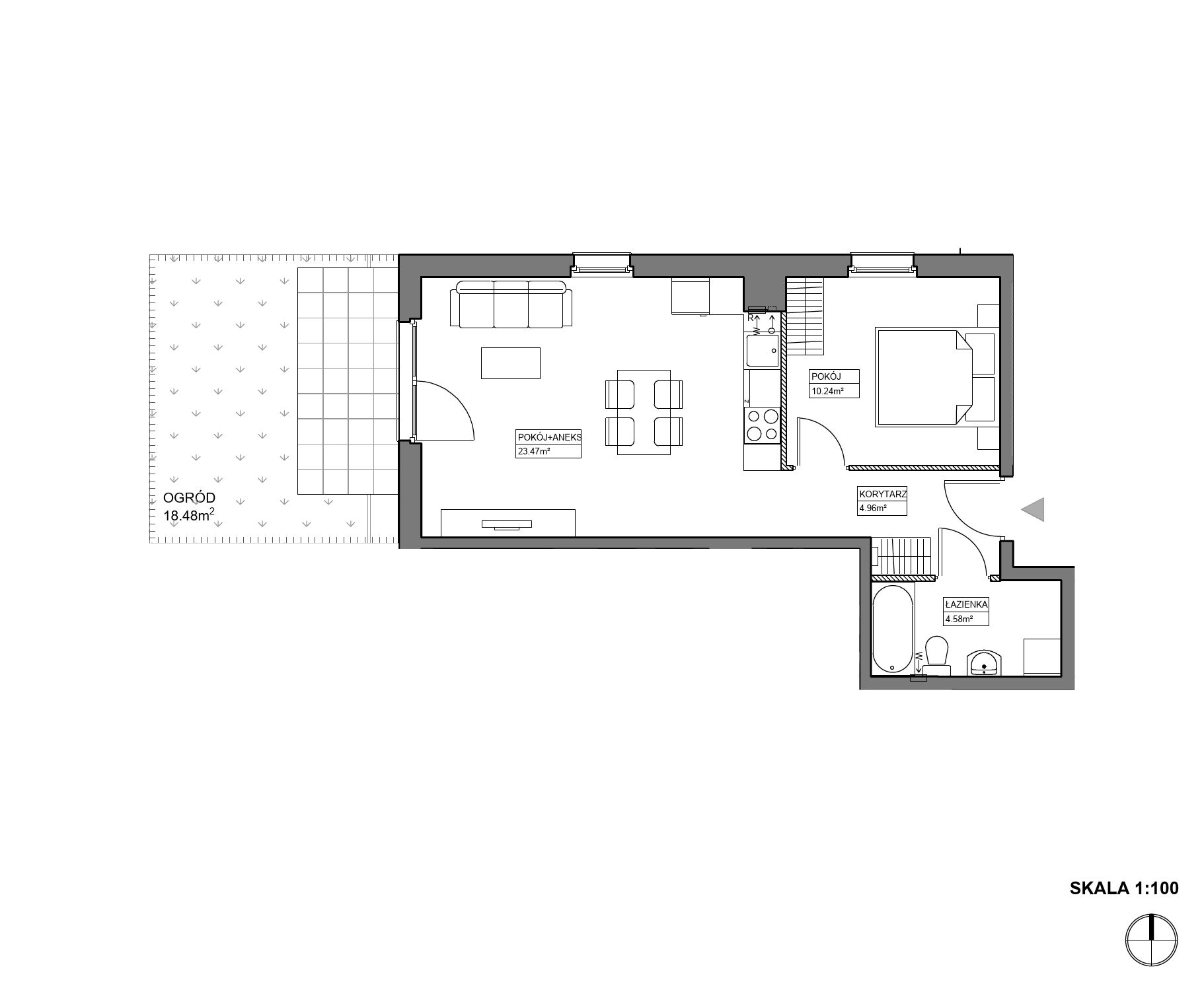 Plan 2 pok. 43m²