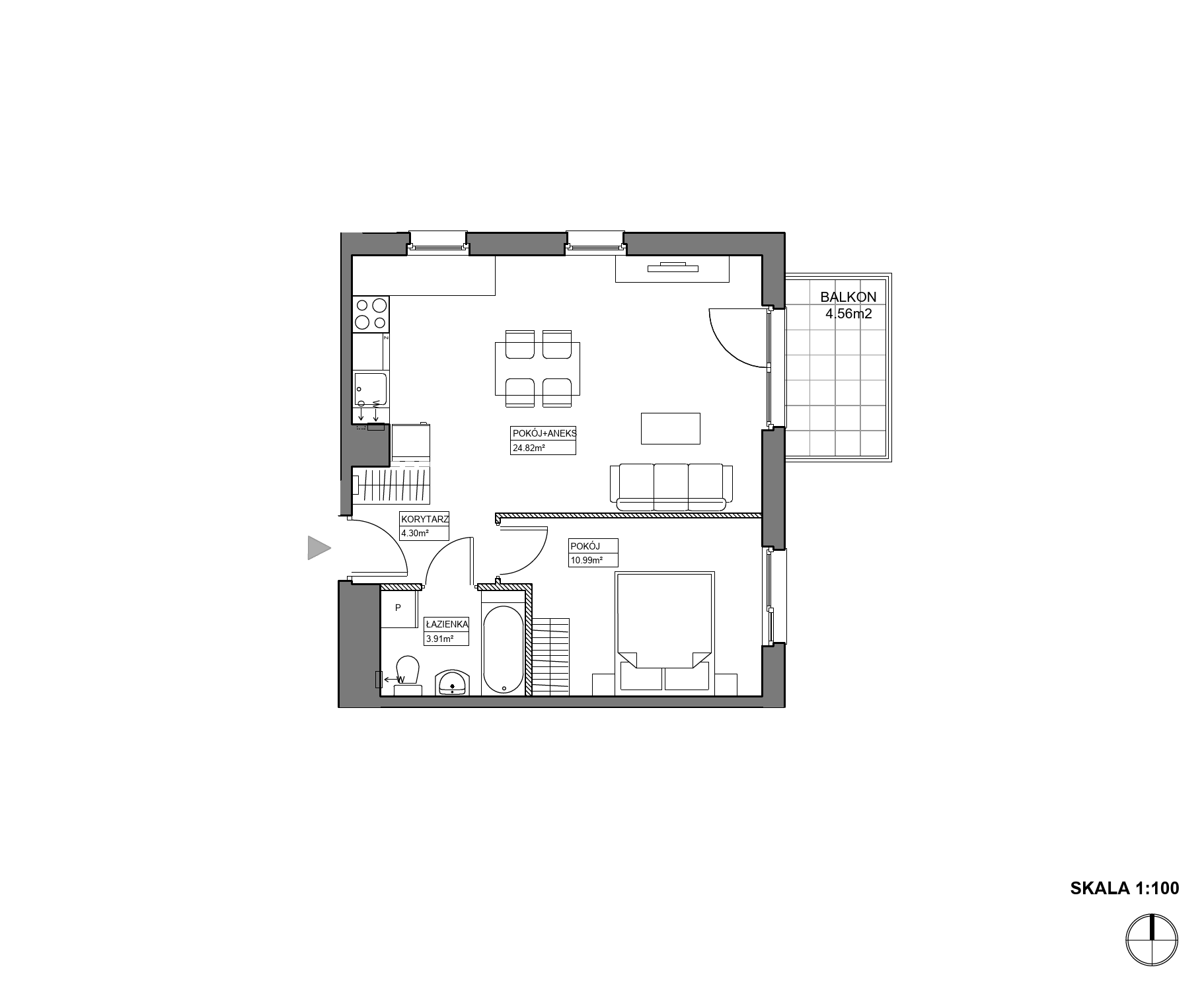 Plan 2 pok. 44m²
