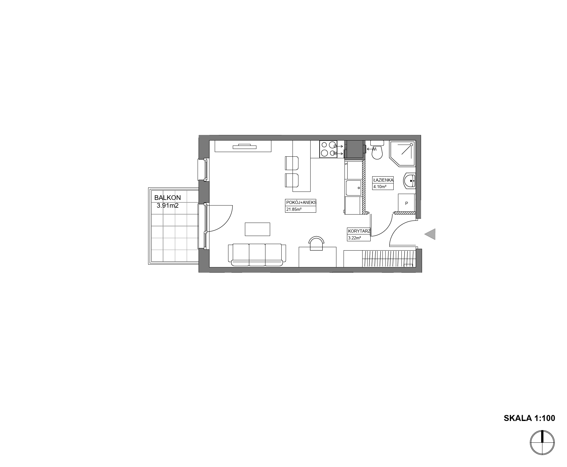 Plan 1 pok. 29m²