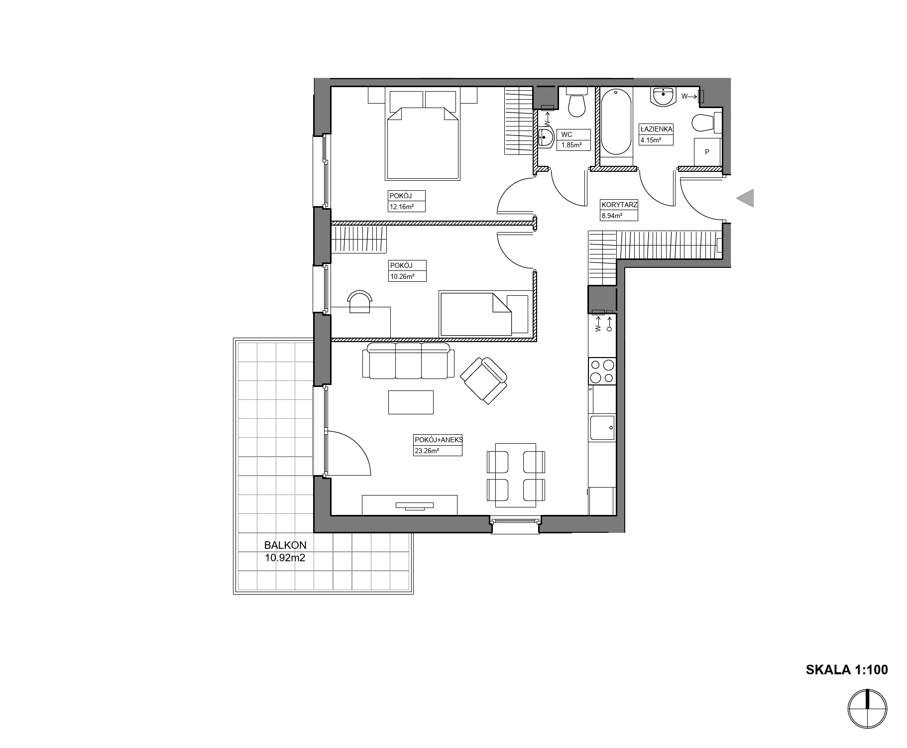 Plan 3 pok. 61m²