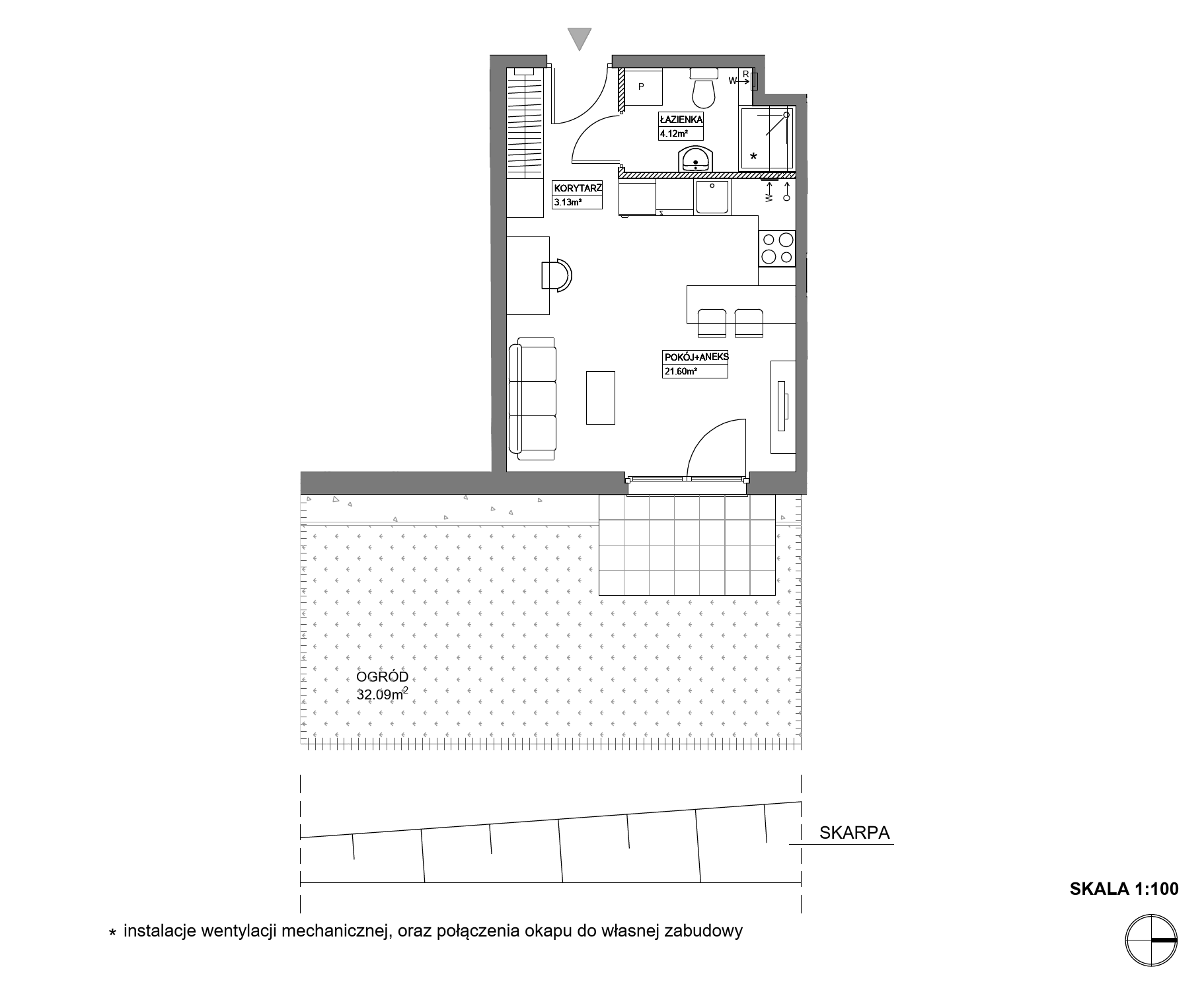 Plan 1 pok. 29m²