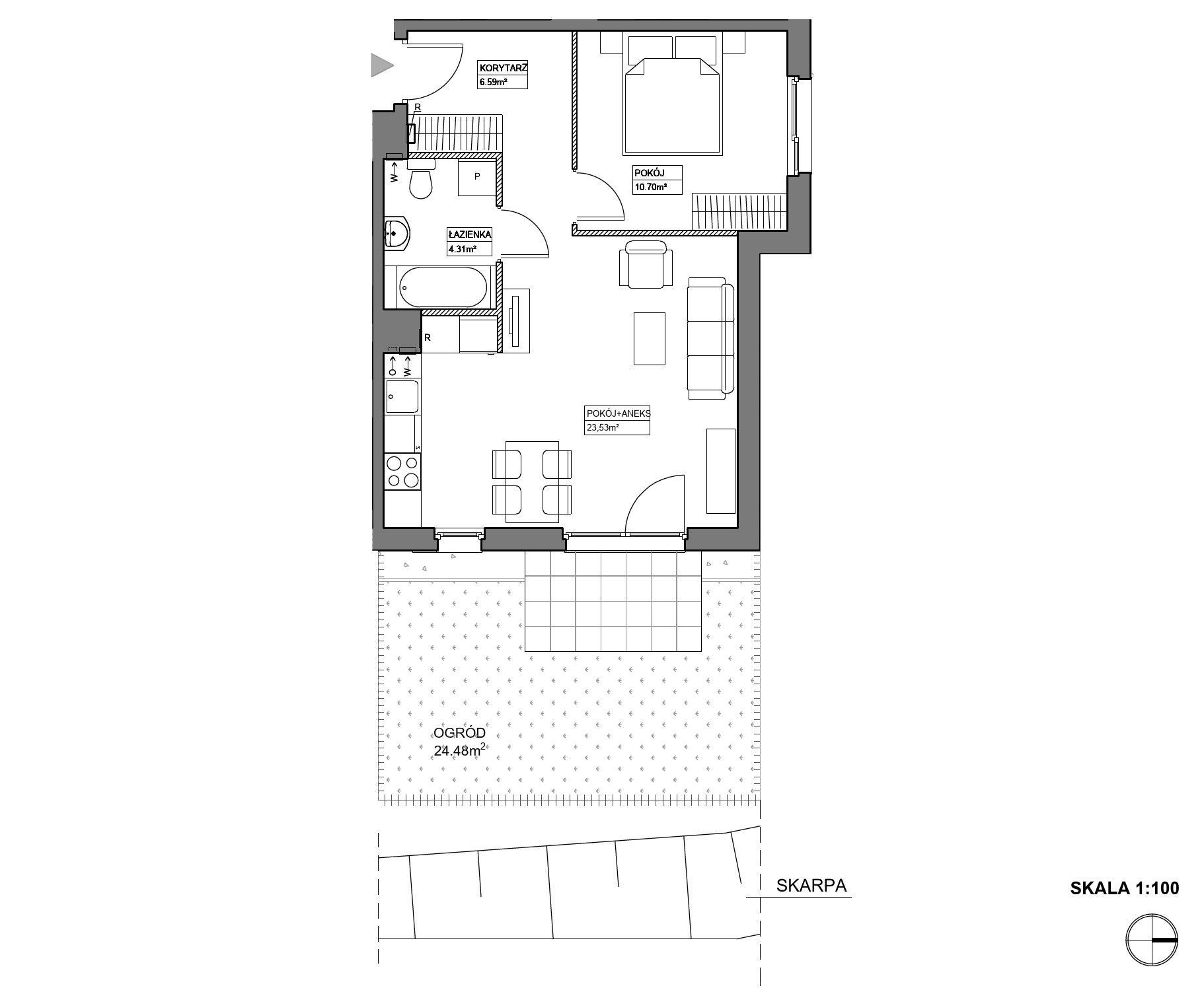 Plan 2 pok. 45m²