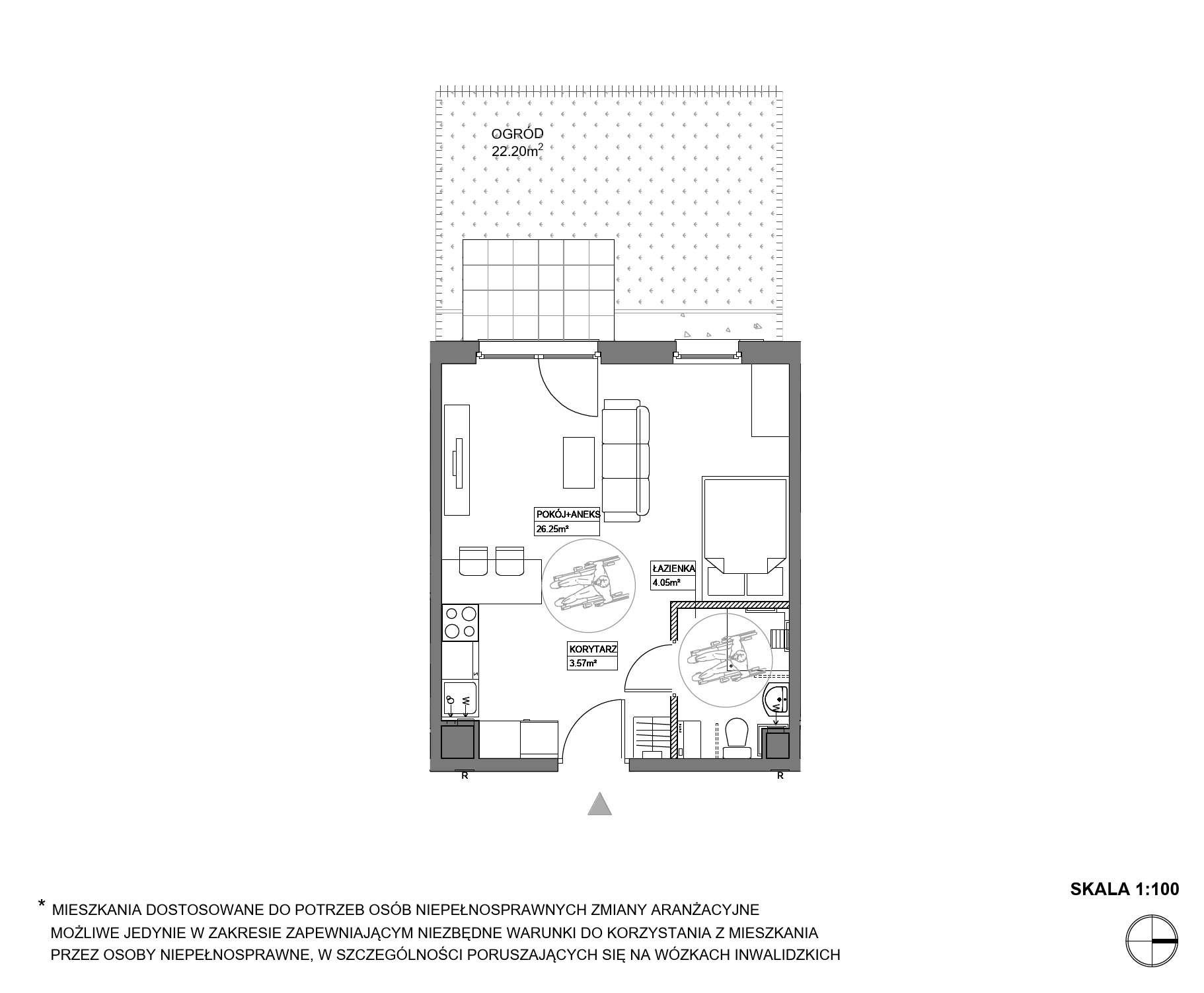 Plan 1 pok. 34m²