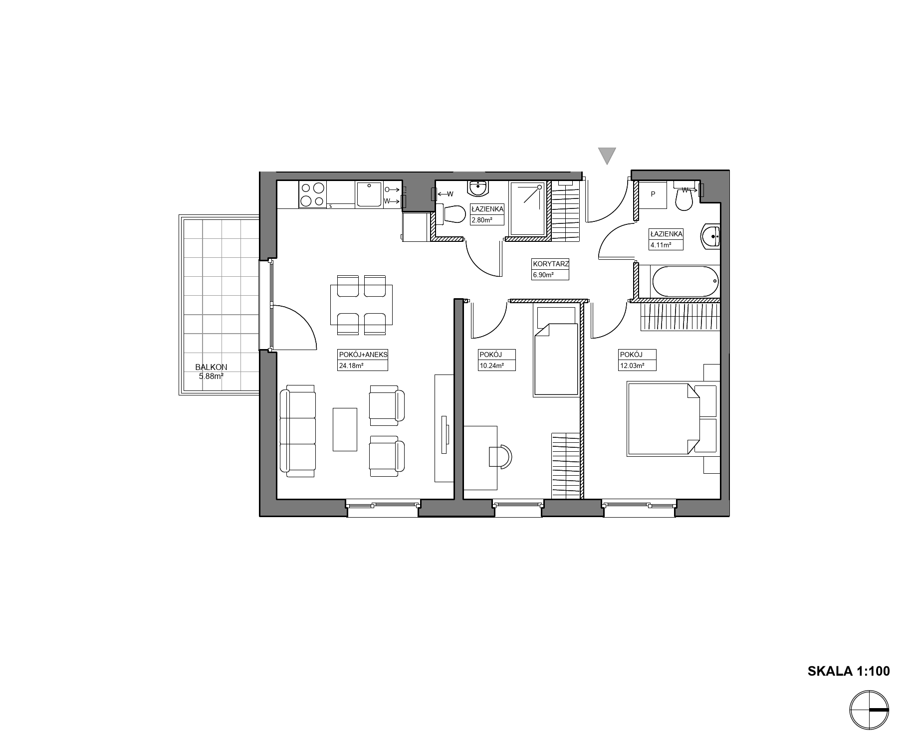 Plan 3 pok. 60m²