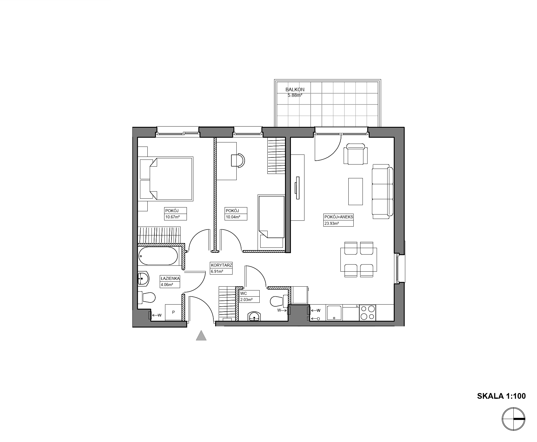 Plan 3 pok. 58m²