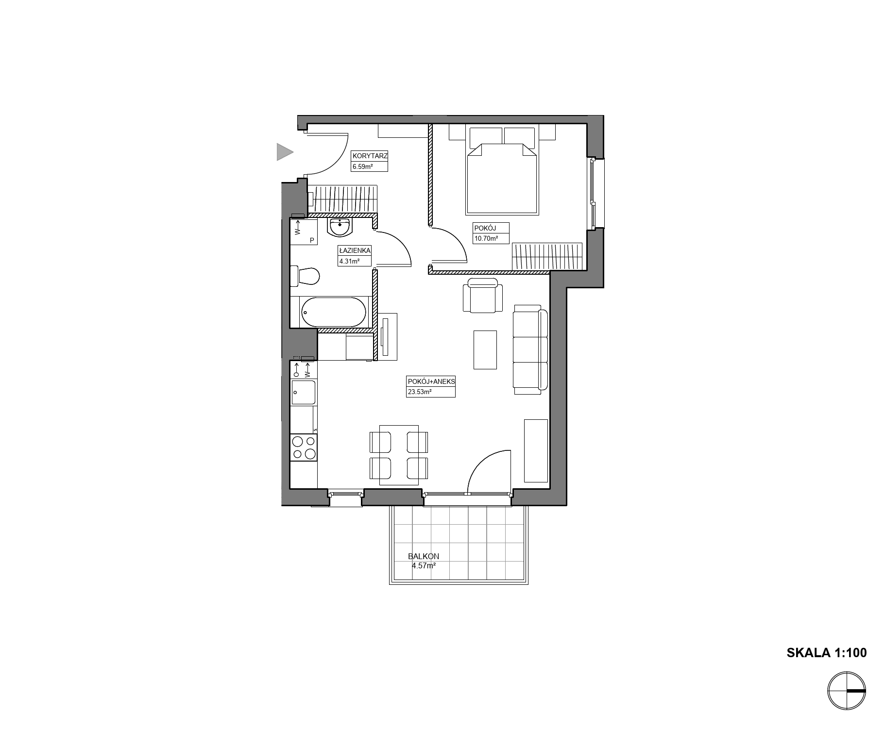 Plan 2 pok. 45m²