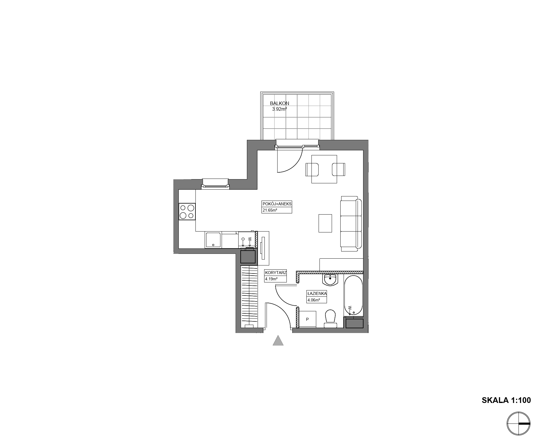 Plan 1 pok. 30m²