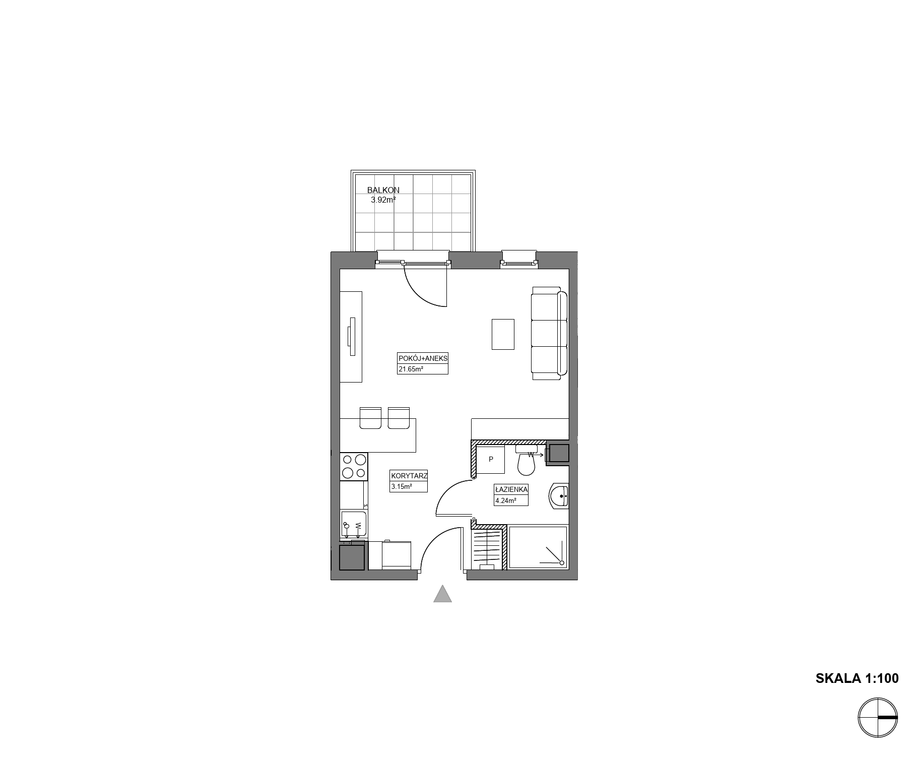 Plan 1 pok. 29m²