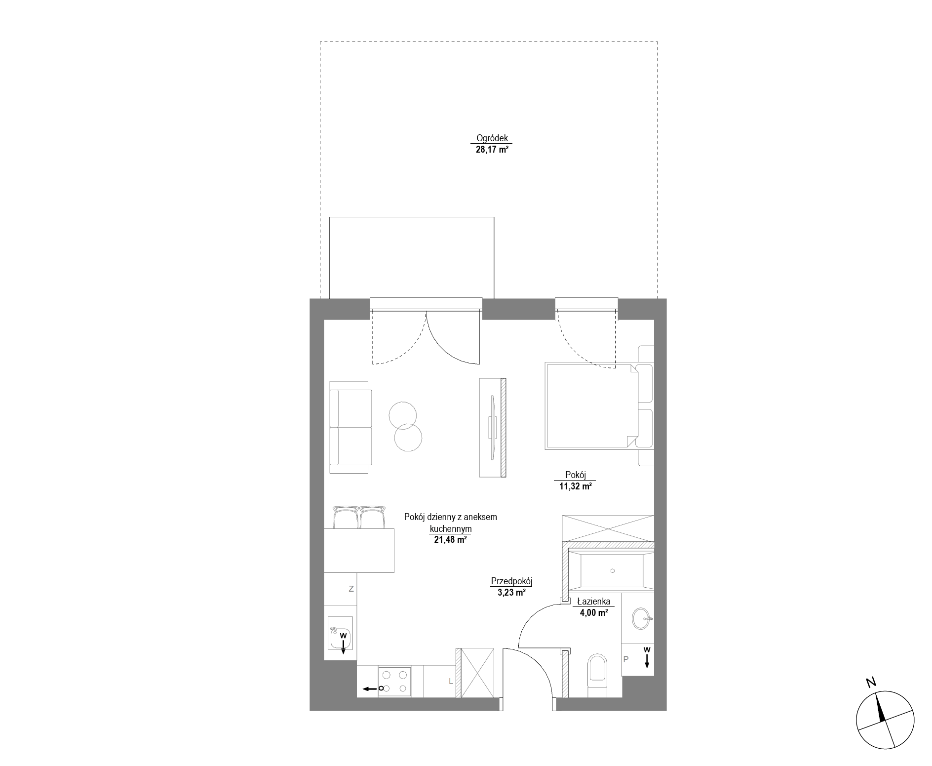 Plan 1 pok. 40m²