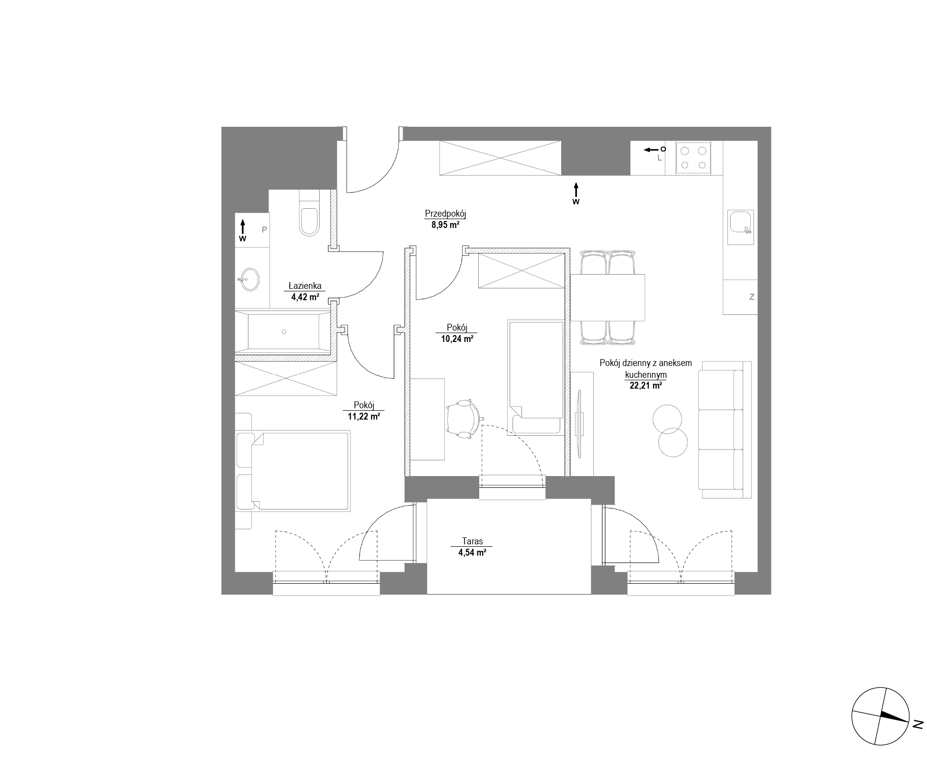 Plan 3 pok. 57m²