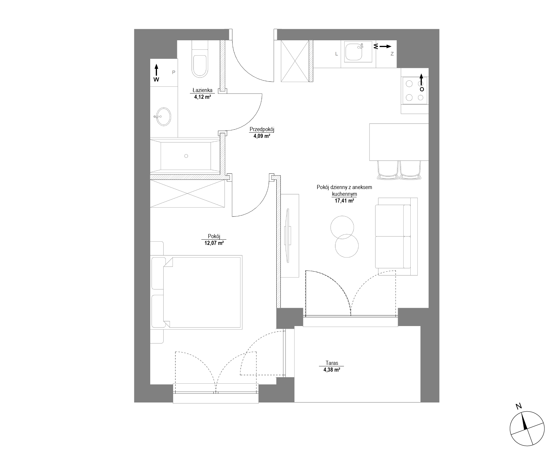 Plan 2 pok. 38m²
