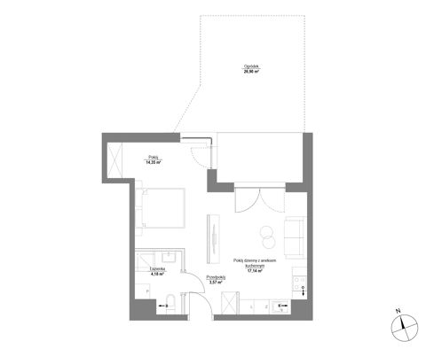 Plan 1 pok. 39m²
