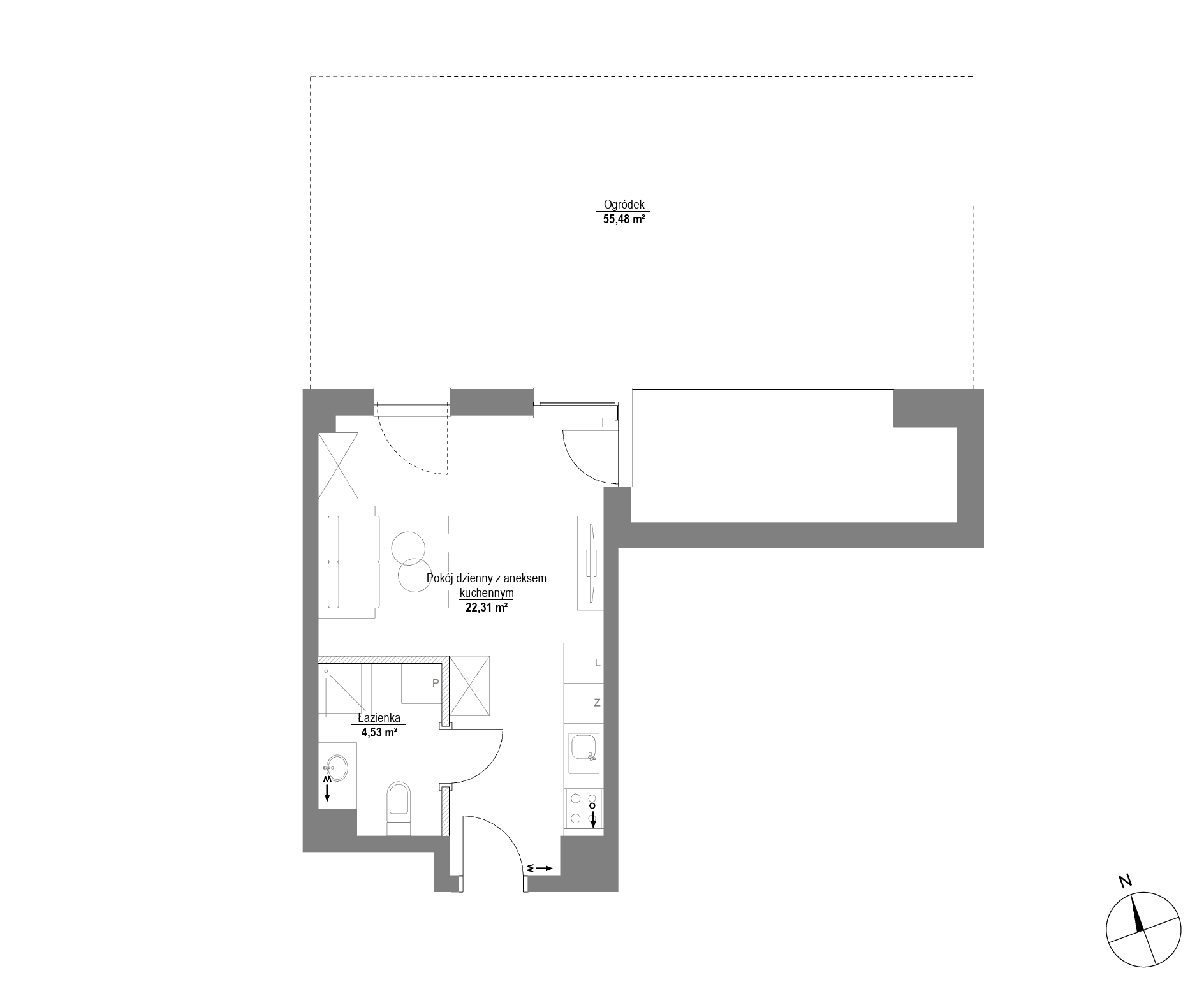 Plan 1 pok. 27m²