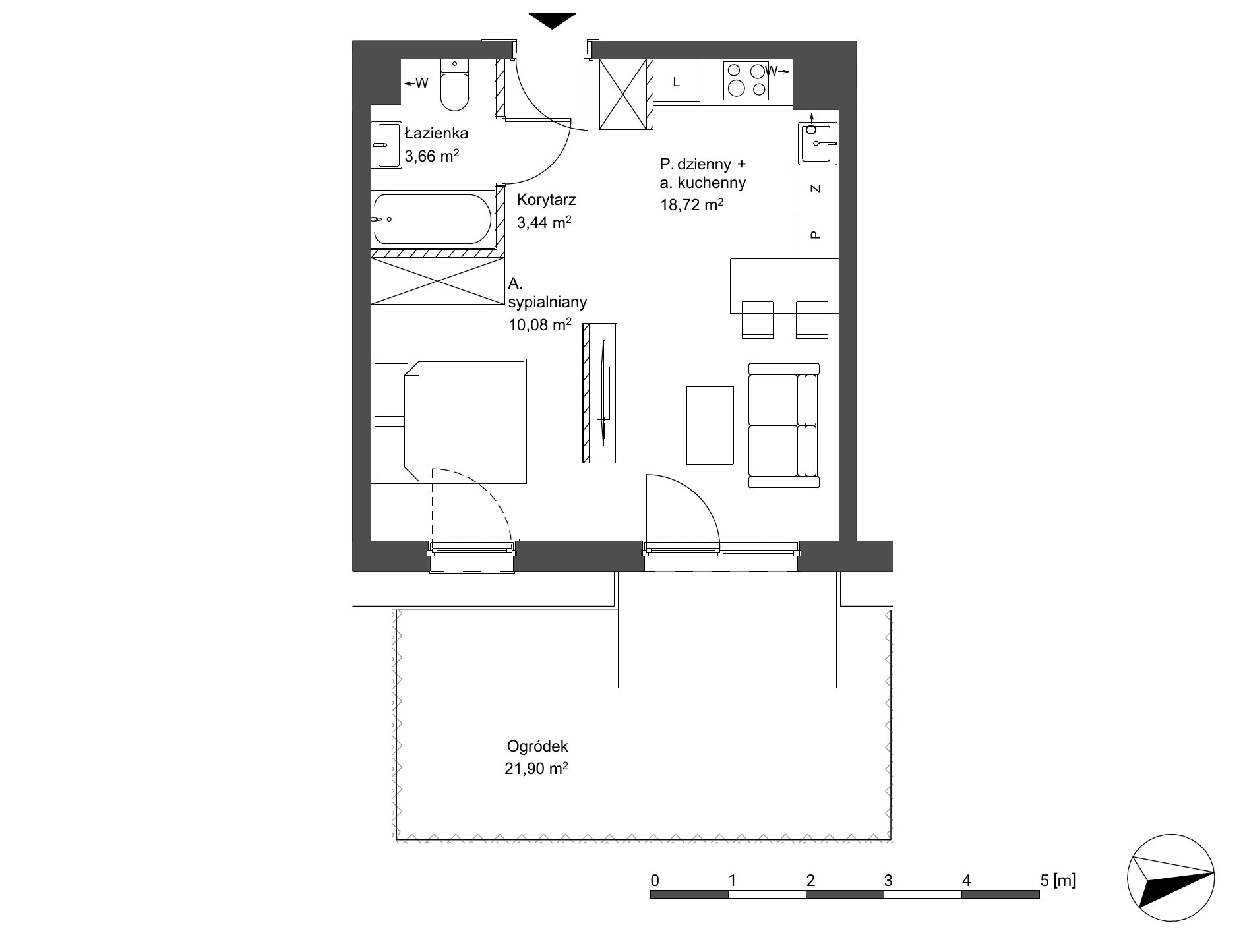 Plan 1 pok. 36m²