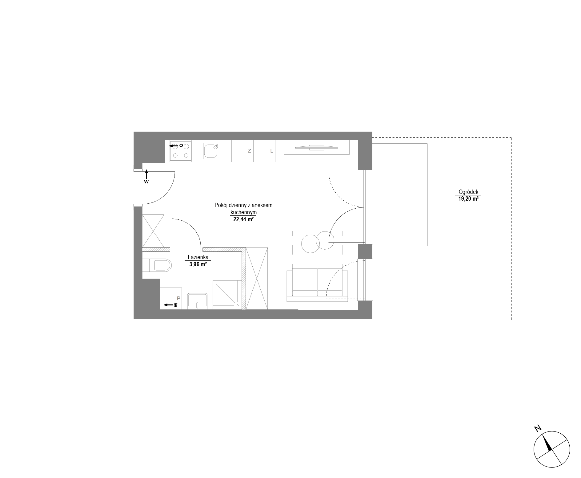 Plan 1 pok. 26m²