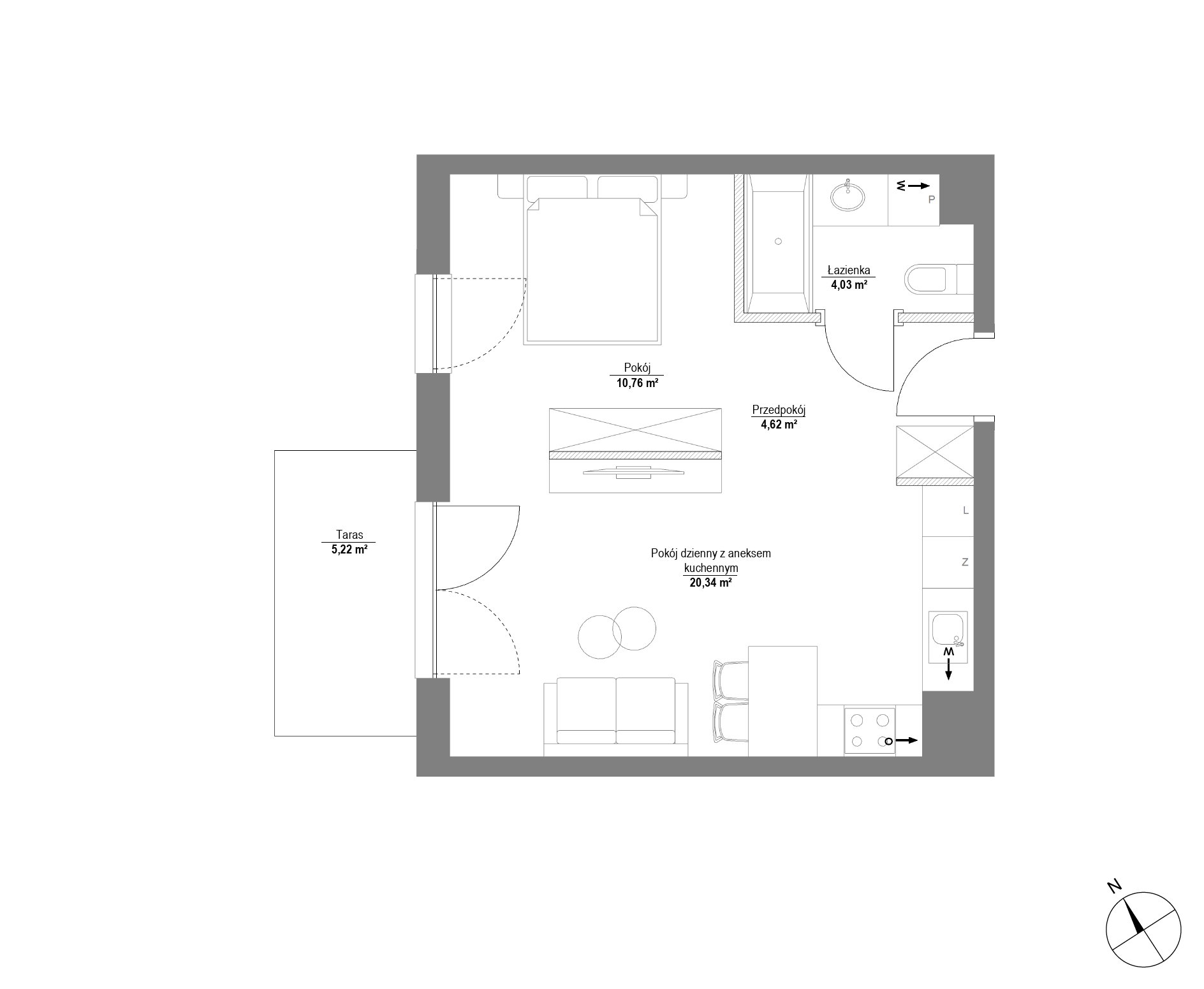 Plan 1 pok. 40m²