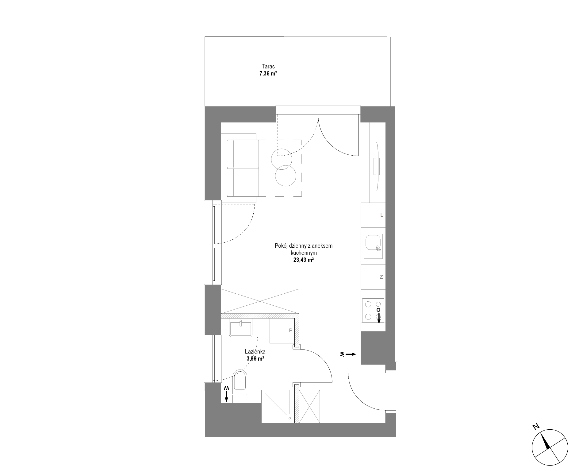 Plan 1 pok. 27m²