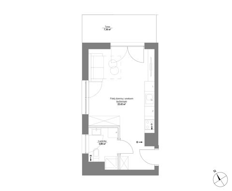 Plan 1 pok. 27m²