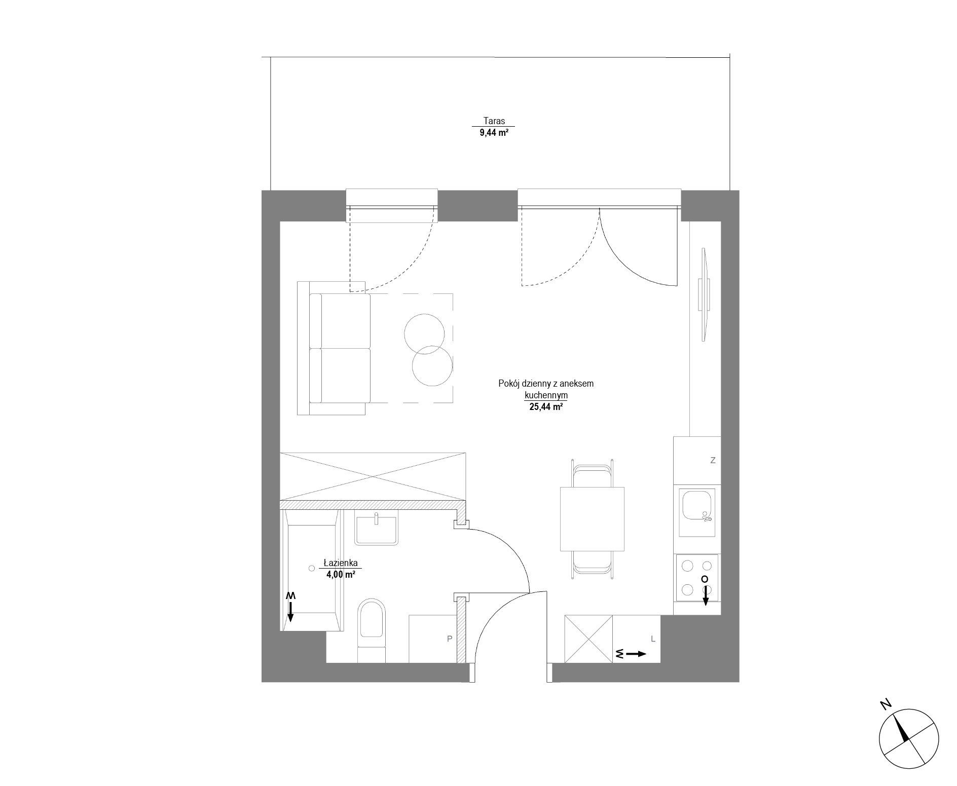 Plan 1 pok. 29m²