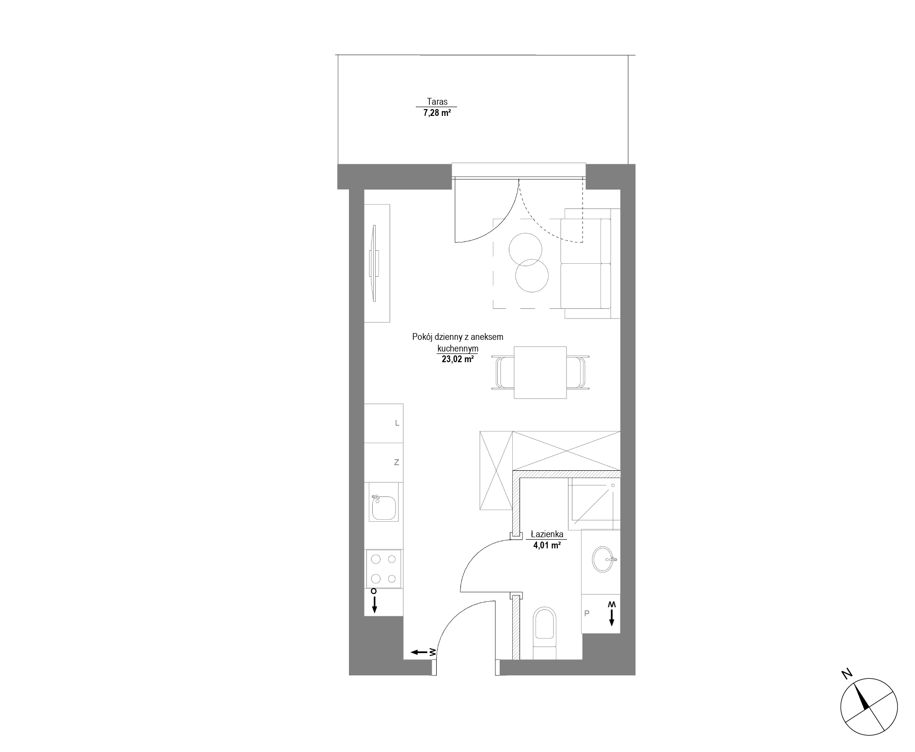 Plan 1 pok. 27m²