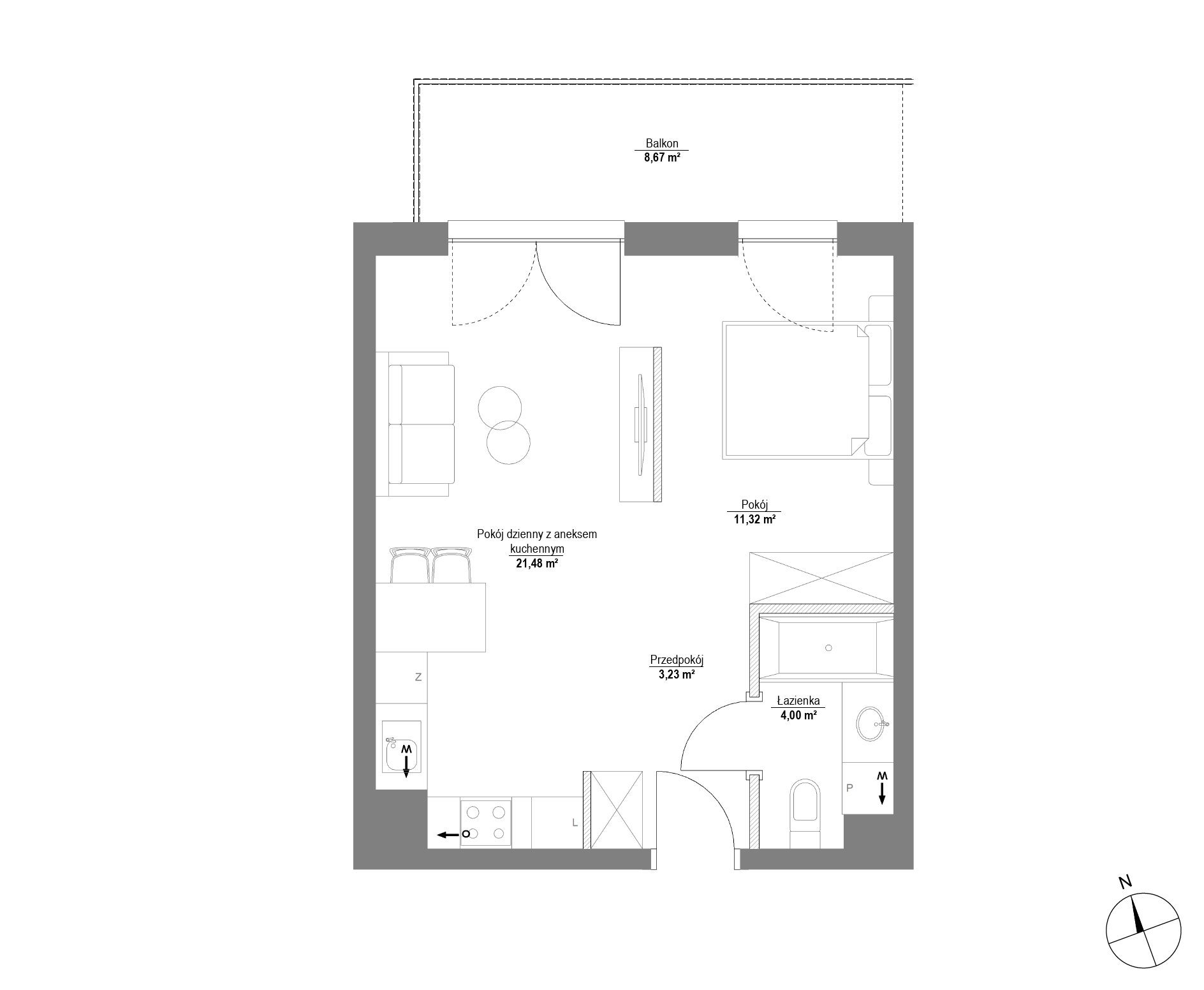 Plan 1 pok. 40m²