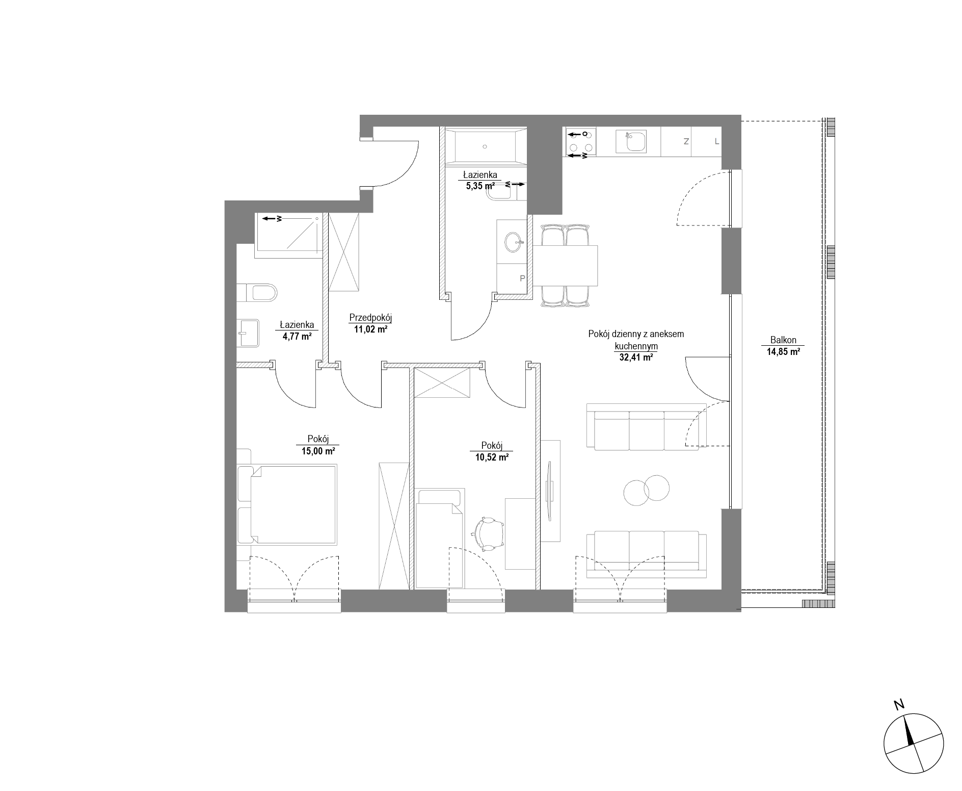 Plan 3 pok. 79m²